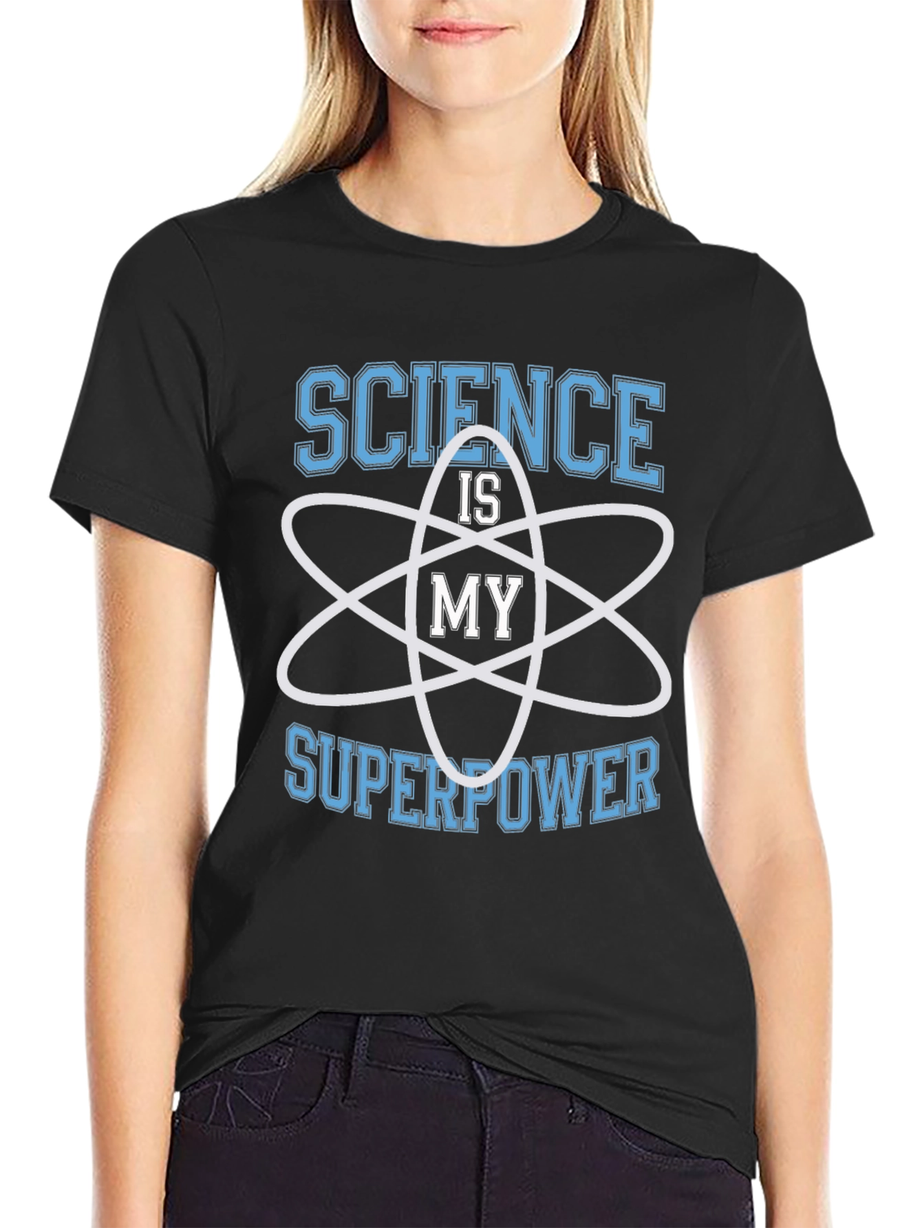 Science is My Superpower Black Graphic T-Shirt
