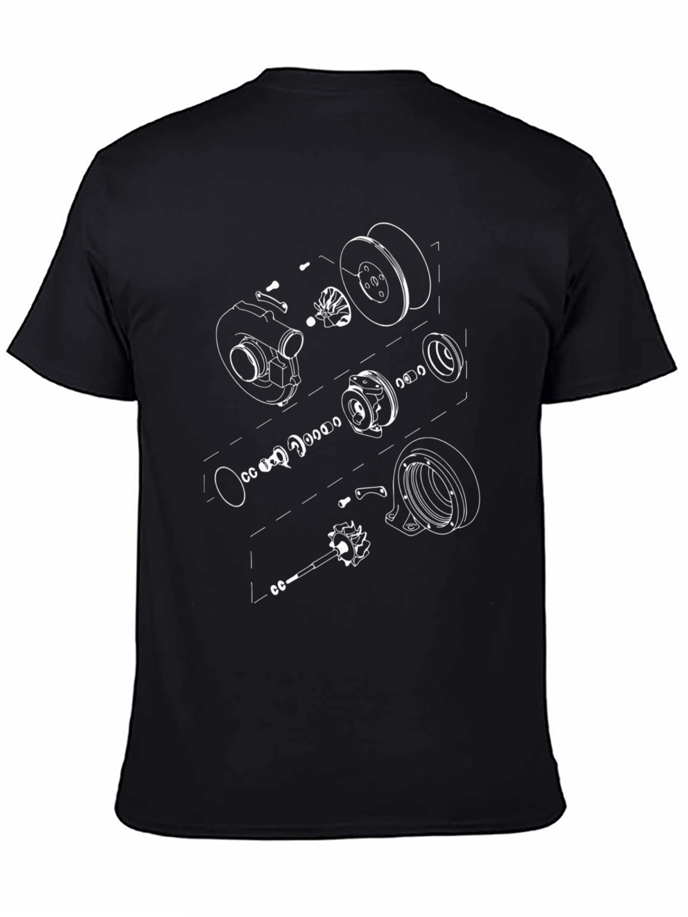 Turbocharger Engine Diagram T-Shirt - Black