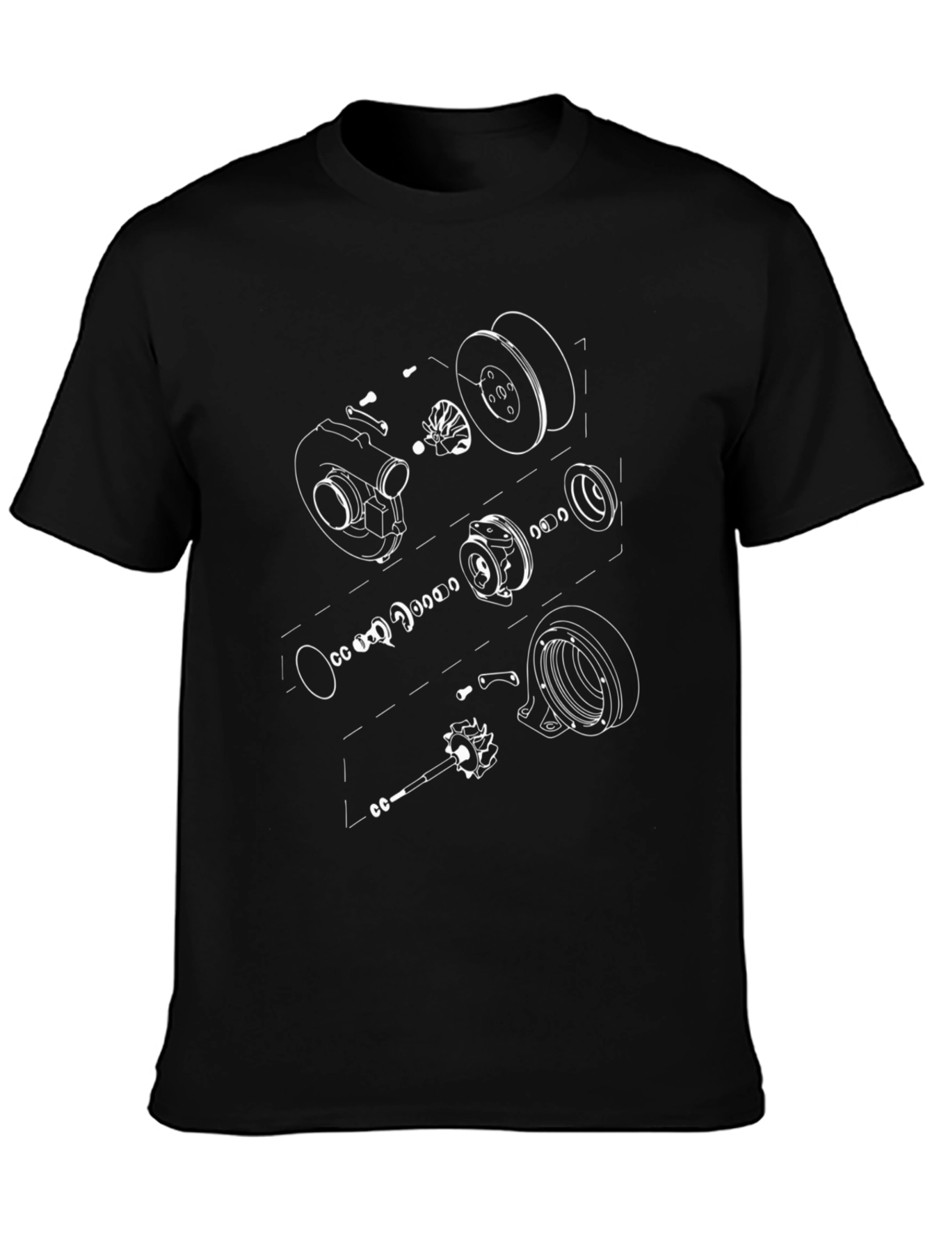 Turbocharger Engine Diagram T-Shirt - Black