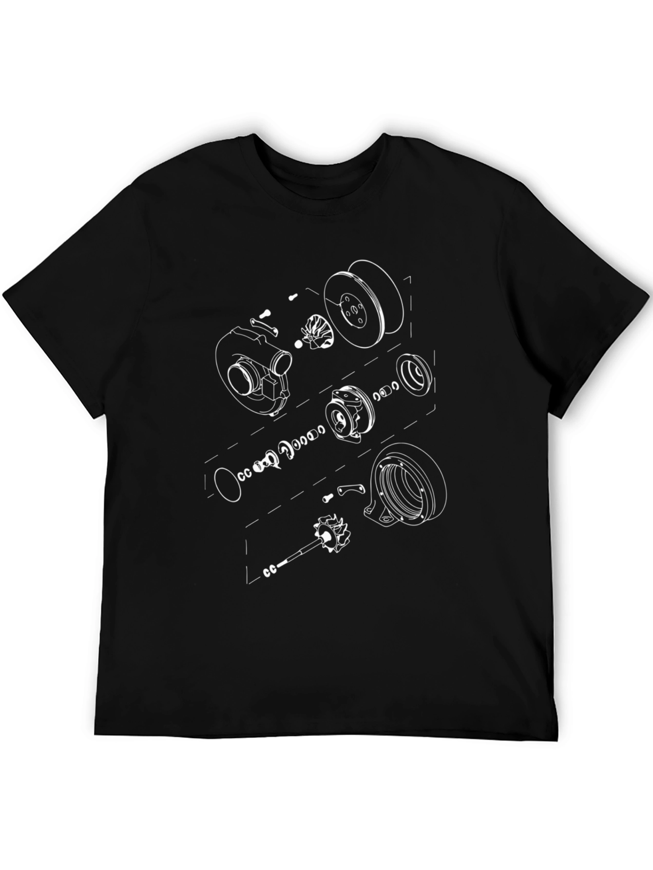 Turbocharger Engine Diagram T-Shirt - Black