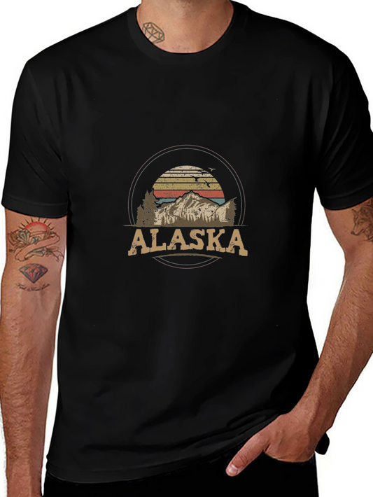 Alaska Mountain Graphic Tee - Retro Style T-Shirt