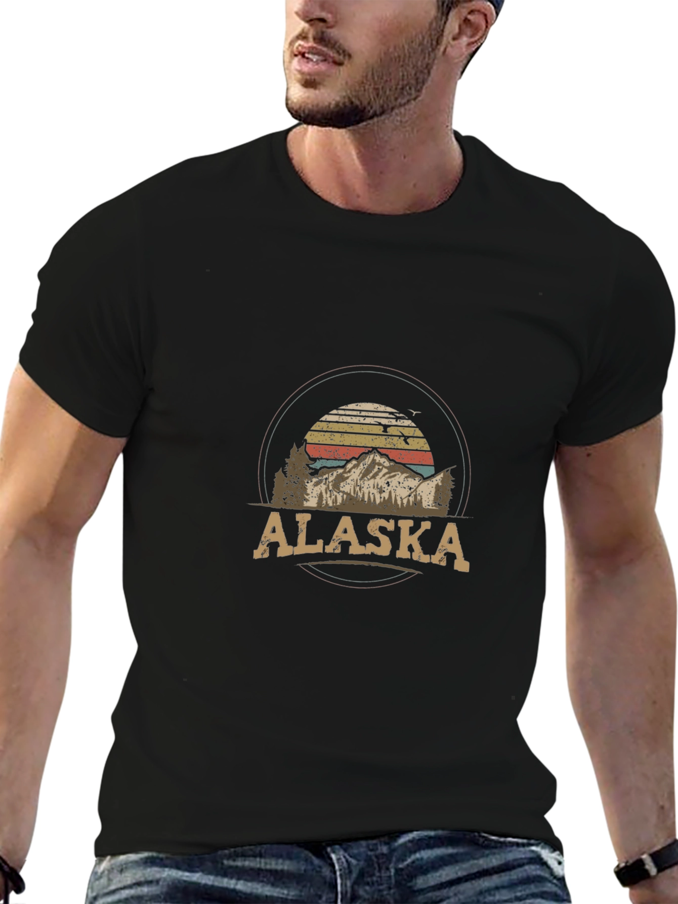 Alaska Mountain Graphic Tee - Retro Style T-Shirt
