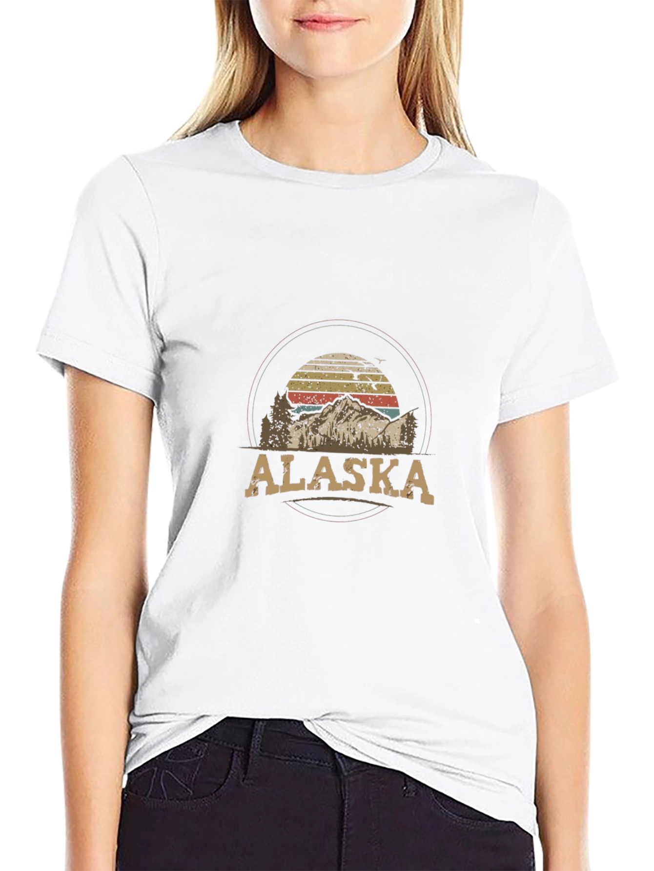 Alaska Mountain Graphic Tee - Retro Style T-Shirt