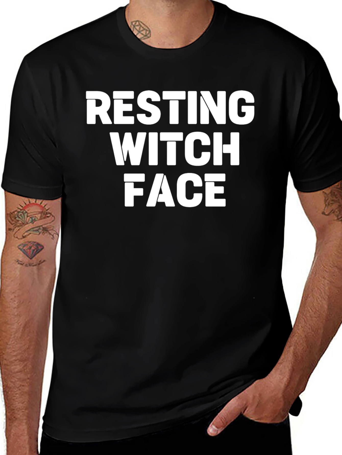 Resting Witch Face Graphic Tee - Funny Halloween Shirt