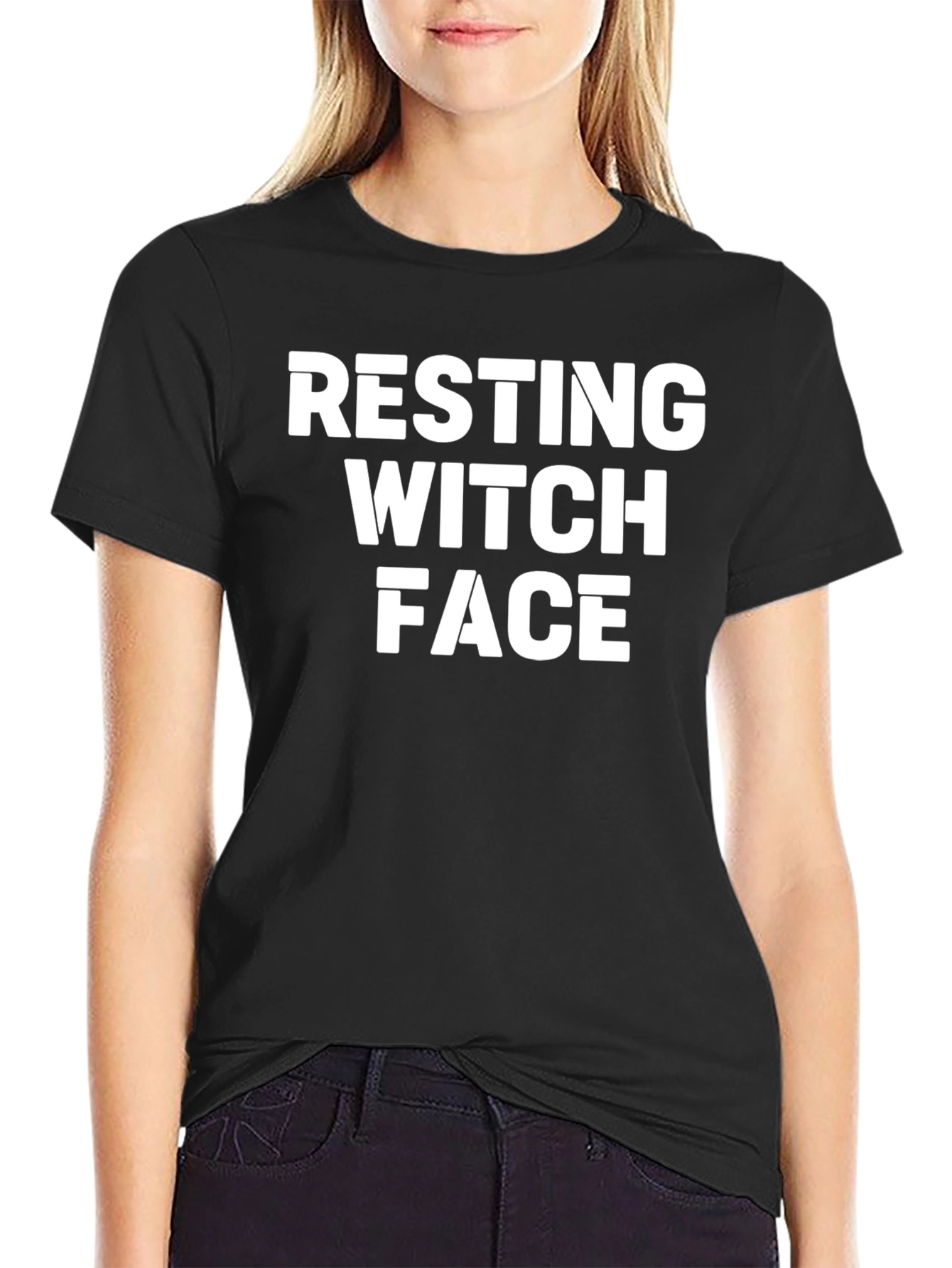 Resting Witch Face Graphic Tee - Funny Halloween Shirt