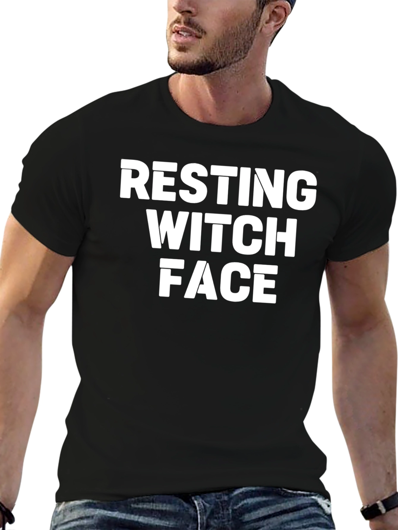 Resting Witch Face Graphic Tee - Funny Halloween Shirt