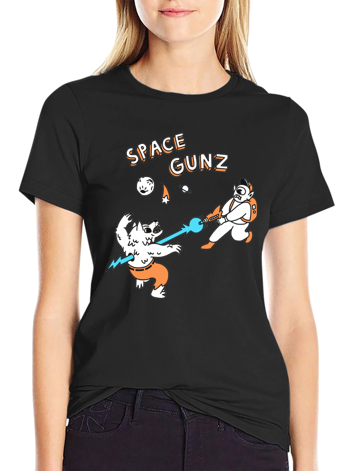 Space Gunz Graphic Tee - Unique Design Black T-Shirt