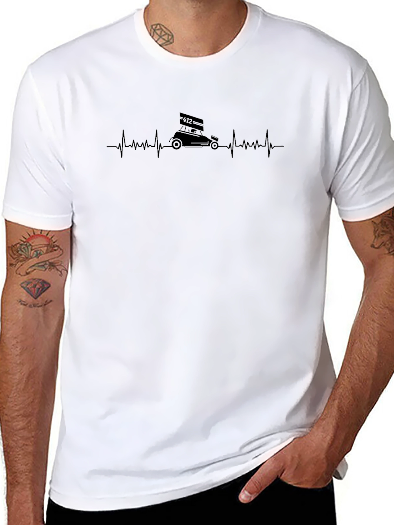 Racing Heartbeat T-Shirt - Black