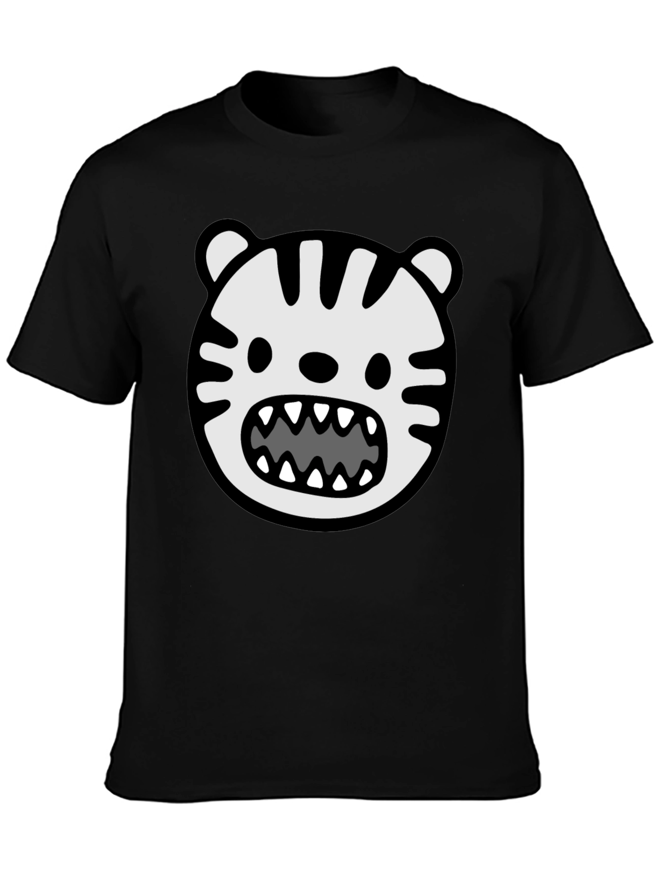 Cartoon Tiger Graphic Tee - Mens Black T-Shirt