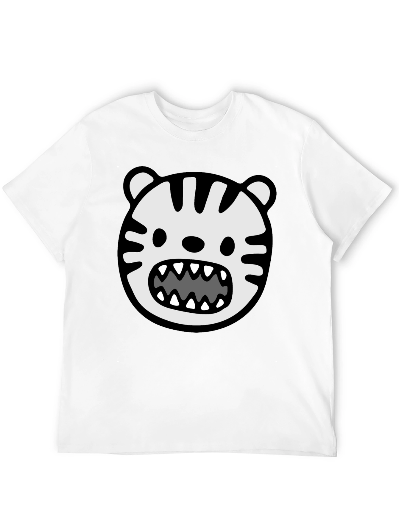 Cartoon Tiger Graphic Tee - Mens Black T-Shirt