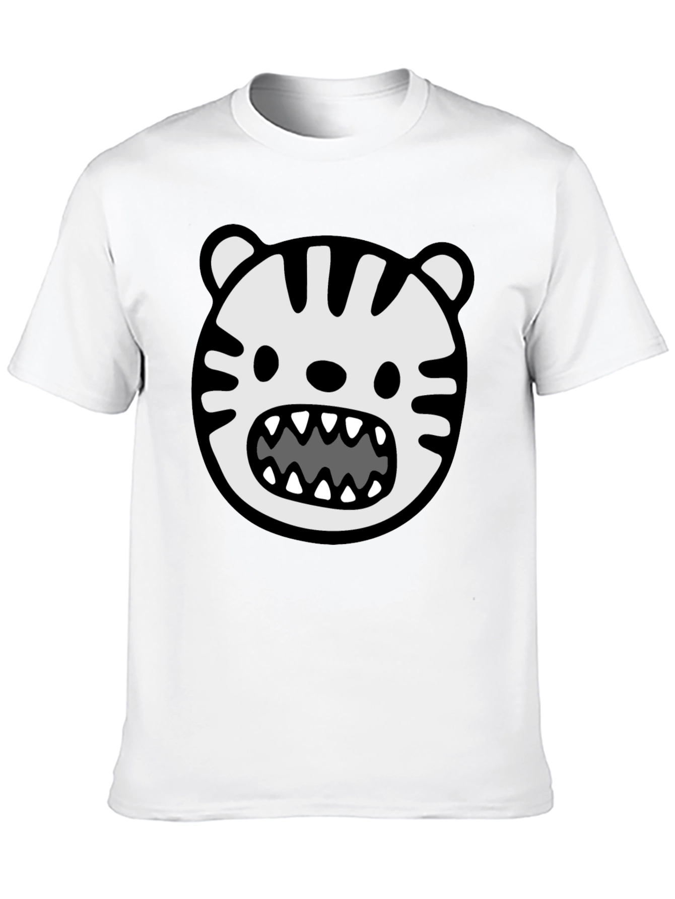 Cartoon Tiger Graphic Tee - Mens Black T-Shirt