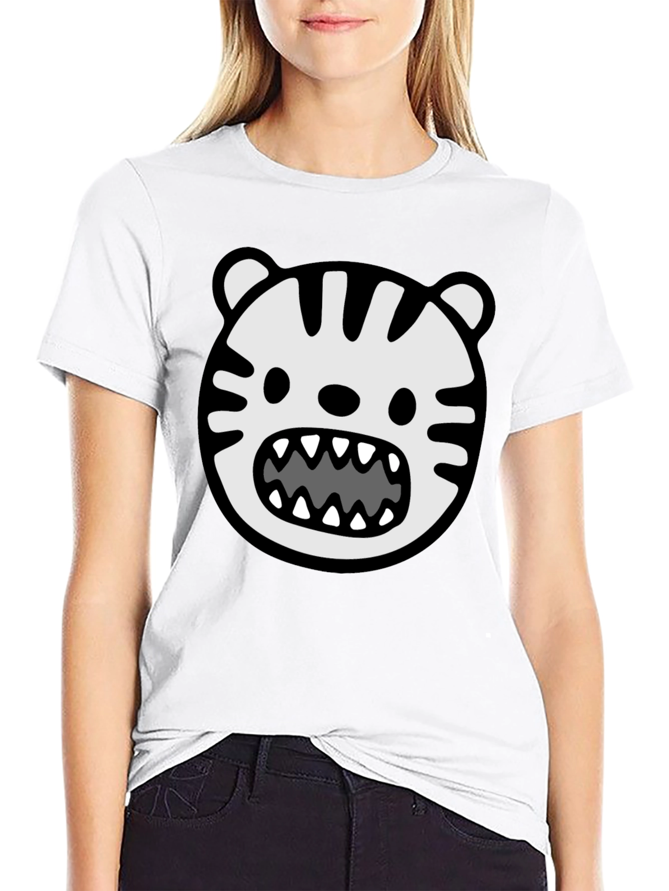Cartoon Tiger Graphic Tee - Mens Black T-Shirt