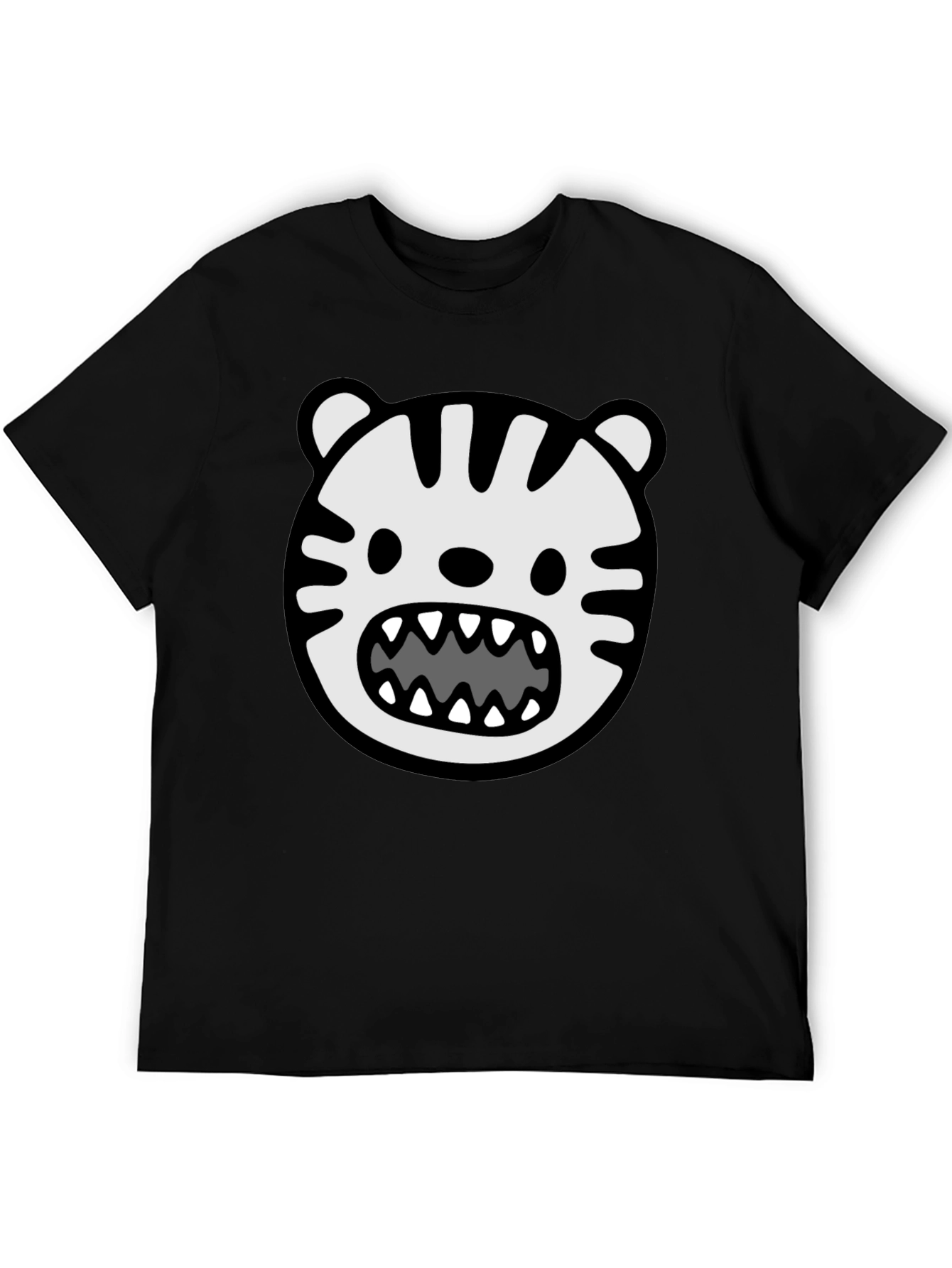 Cartoon Tiger Graphic Tee - Mens Black T-Shirt