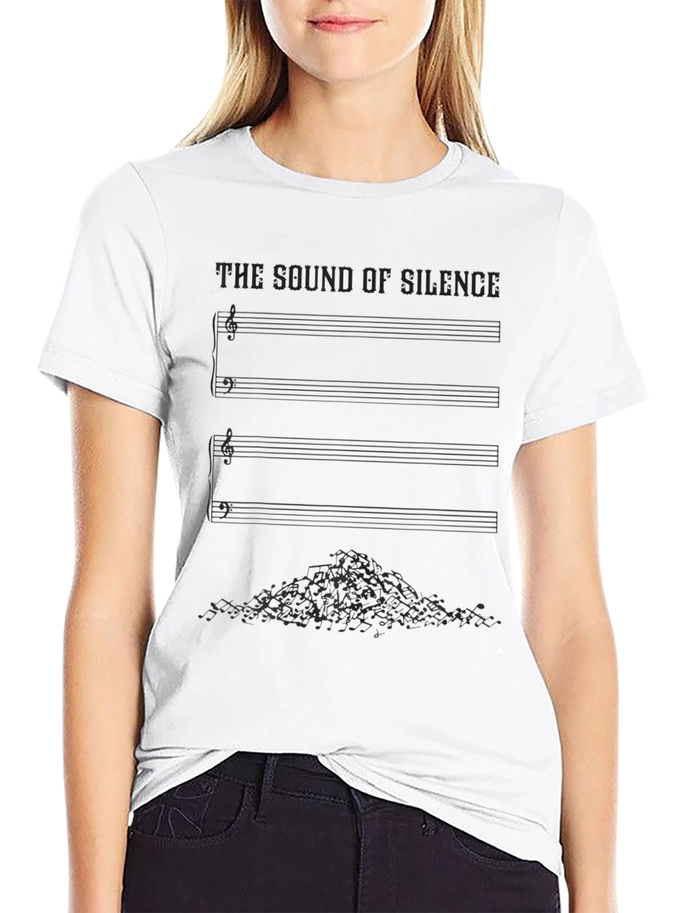 The Sound of Silence Music Sheet Black T-Shirt