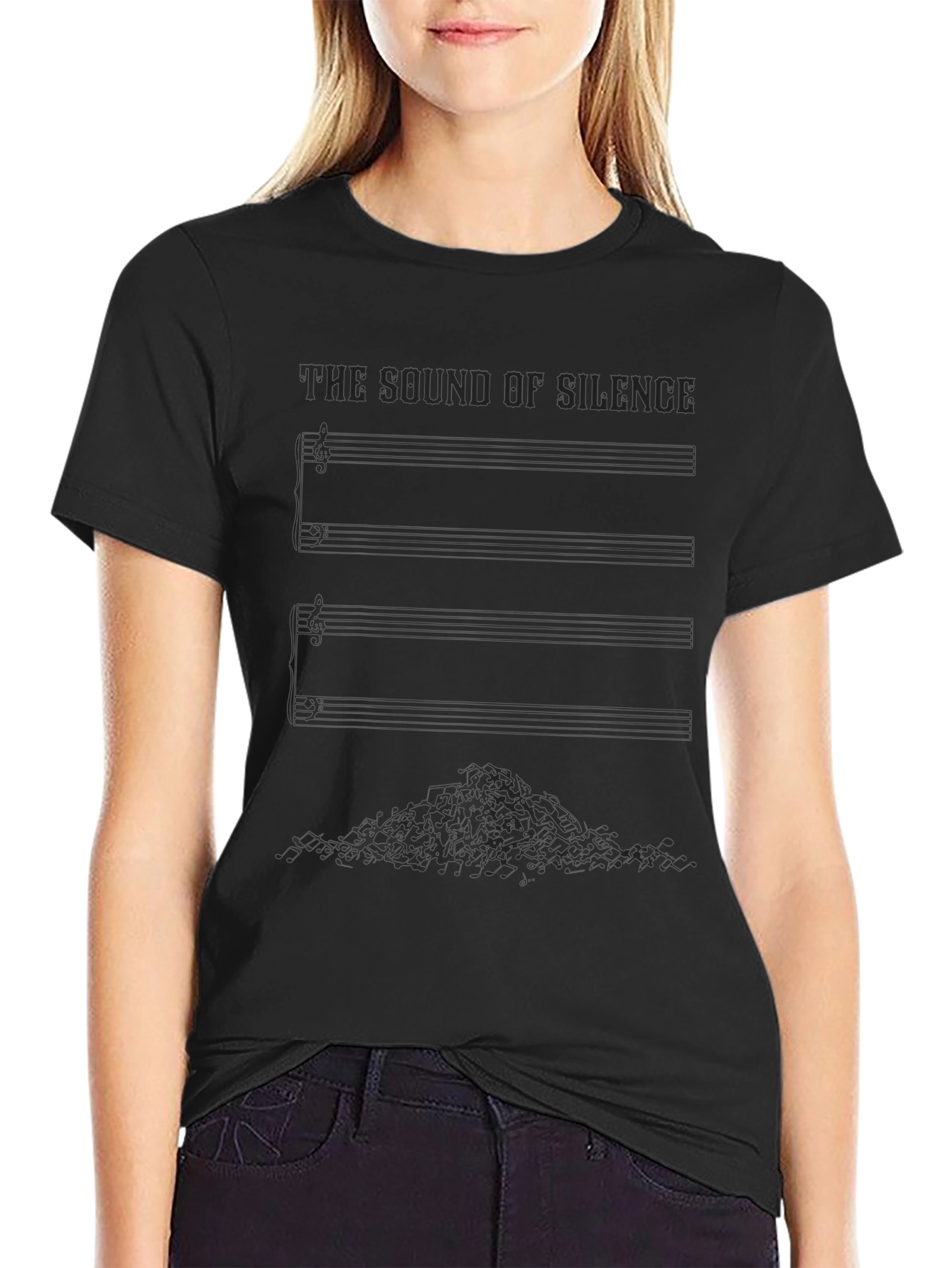 The Sound of Silence Music Sheet Black T-Shirt