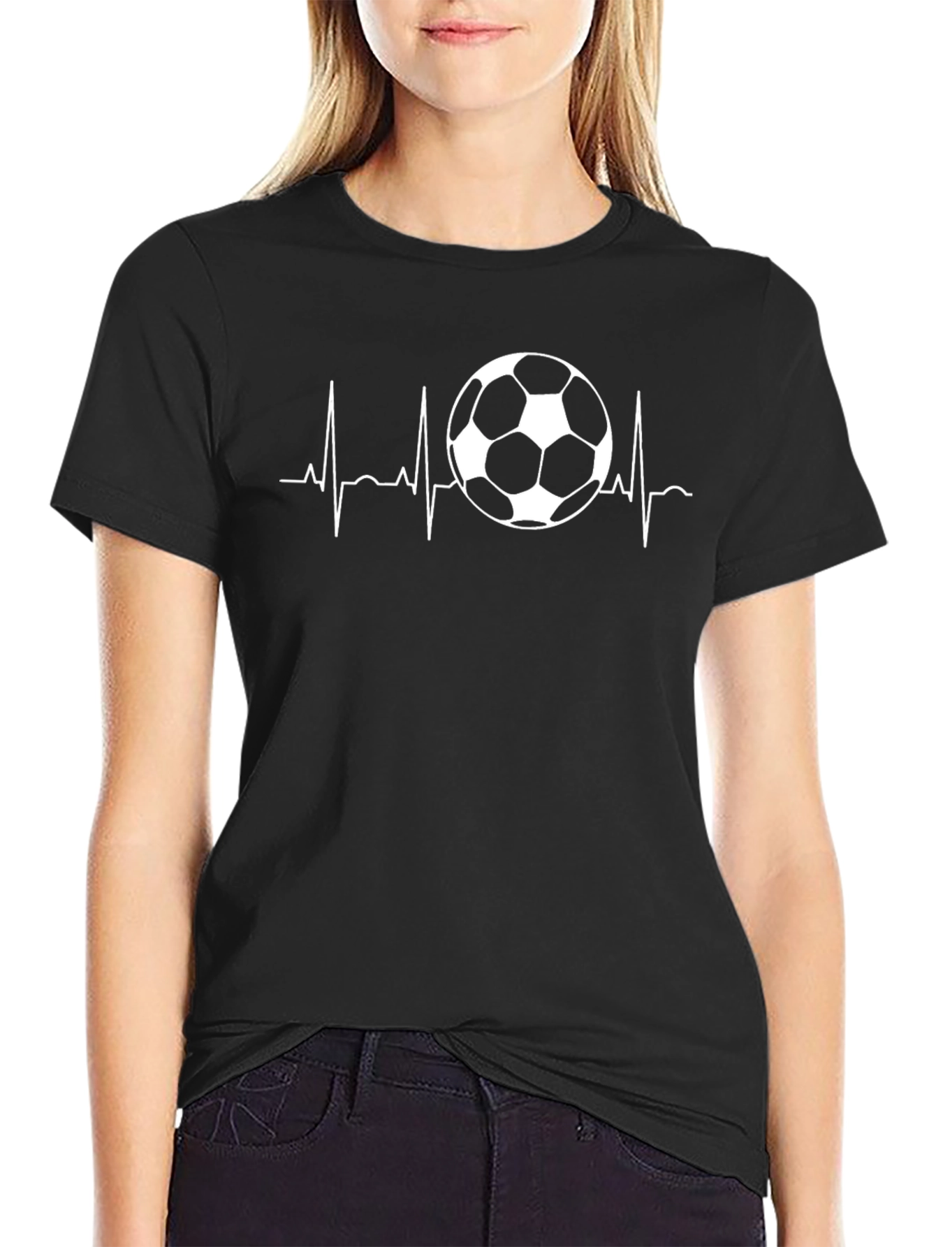 Soccer Heartbeat T-Shirt - Black