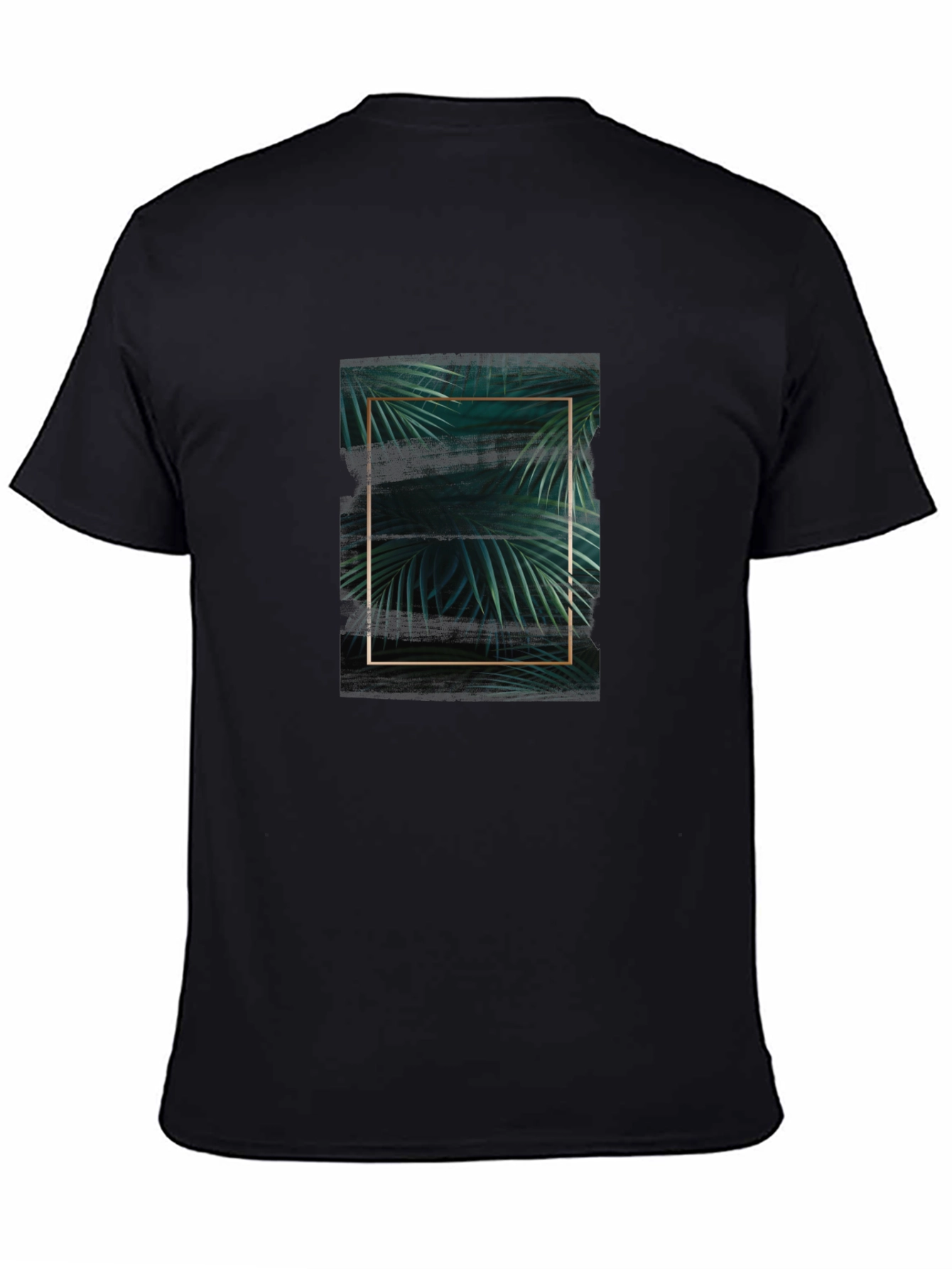 Stylish Black Tee with Tropical Leaf Graphic