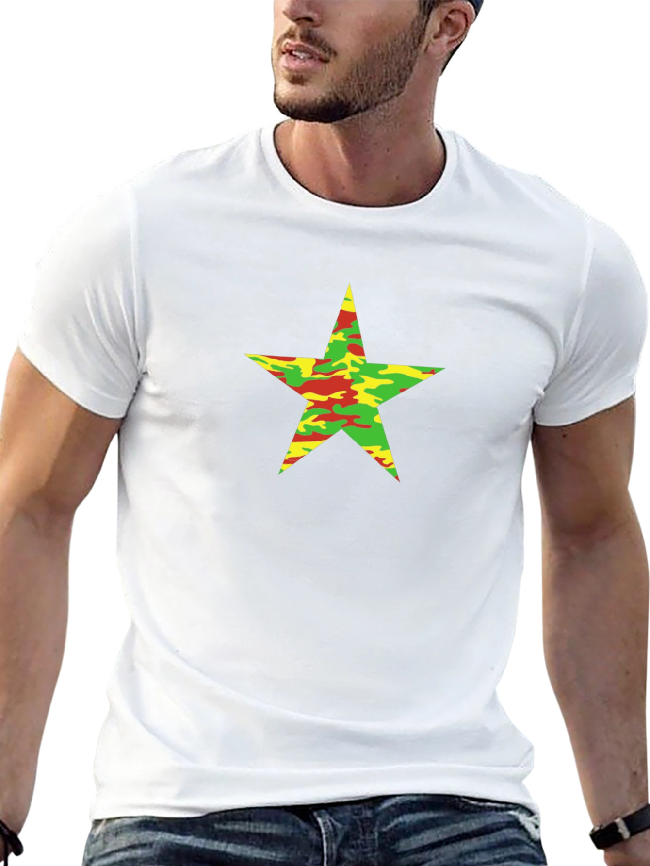 Camo Star Graphic Black T-Shirt