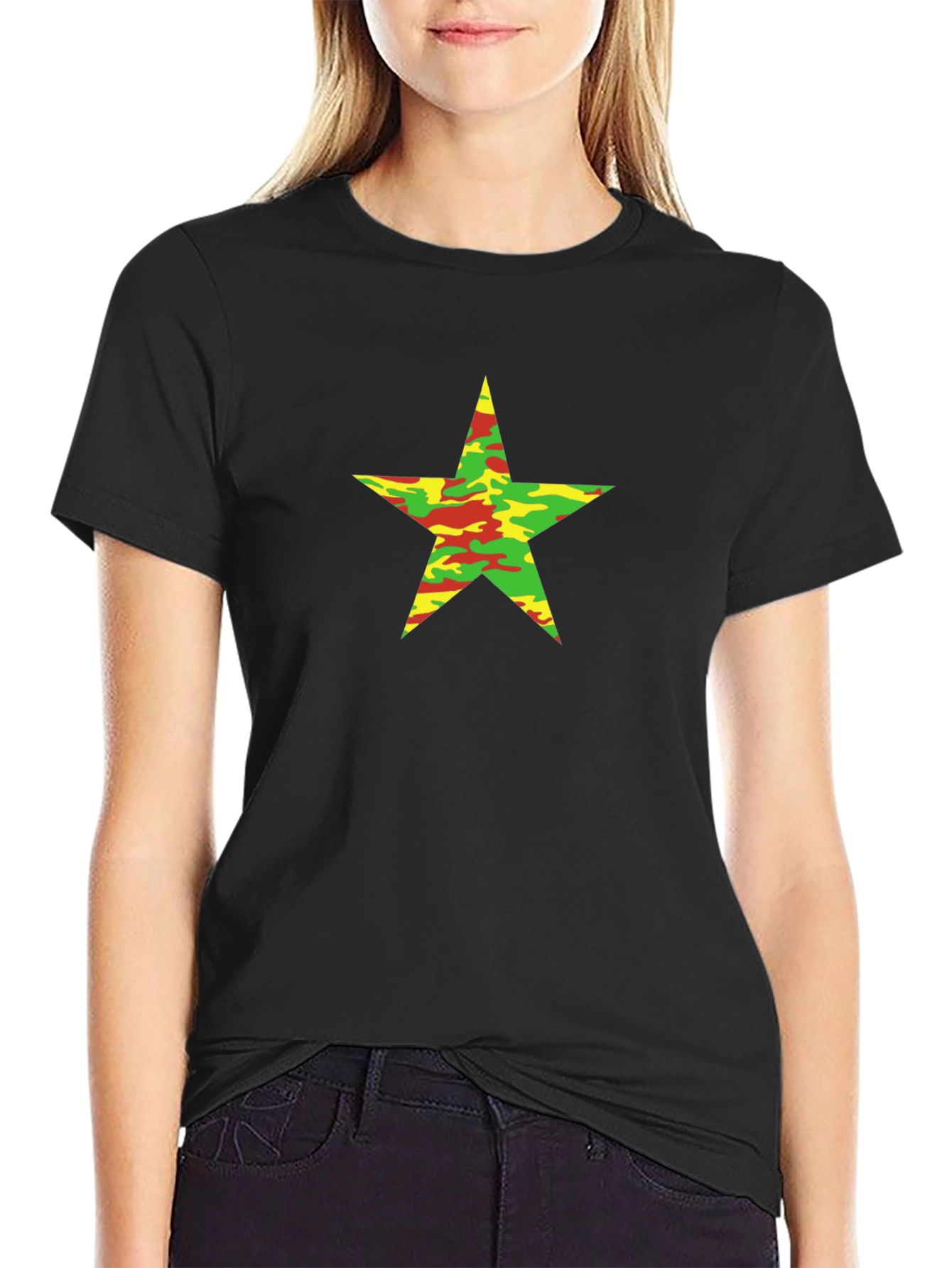 Camo Star Graphic Black T-Shirt