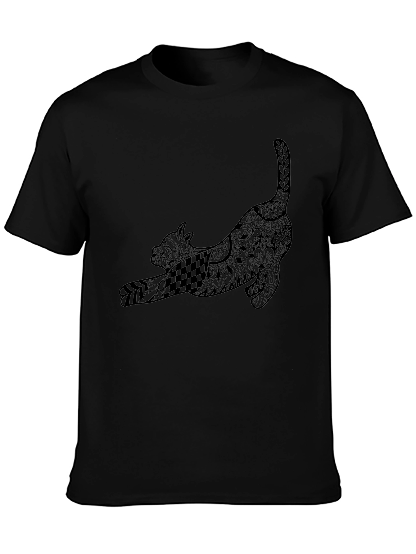 Stylized Cat T-Shirt - Black Graphic Tee