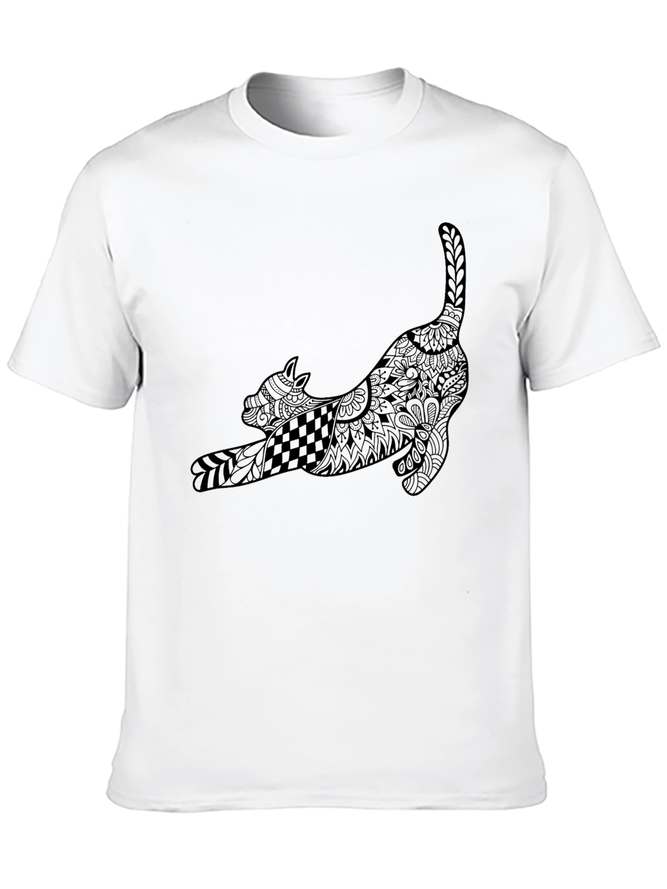 Stylized Cat T-Shirt - Black Graphic Tee
