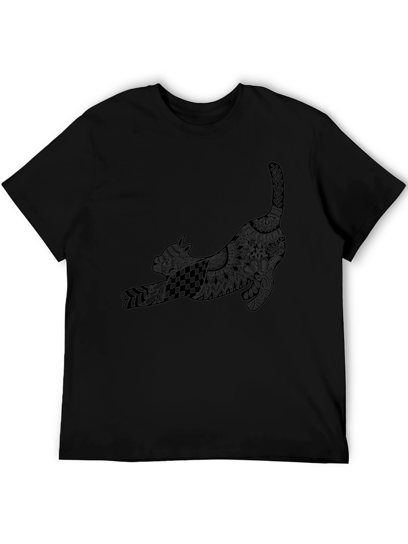 Stylized Cat T-Shirt - Black Graphic Tee
