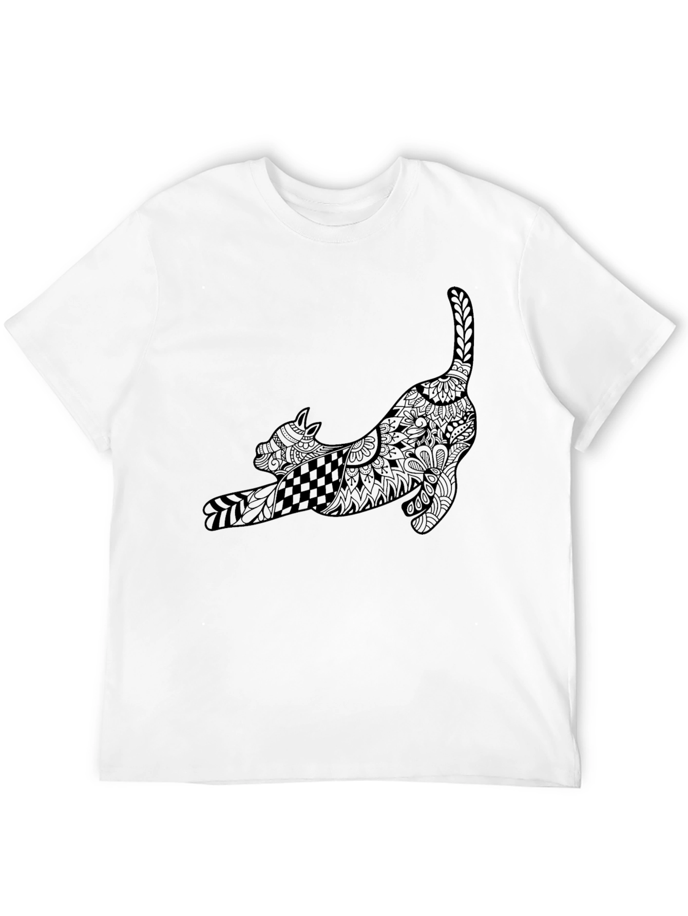 Stylized Cat T-Shirt - Black Graphic Tee