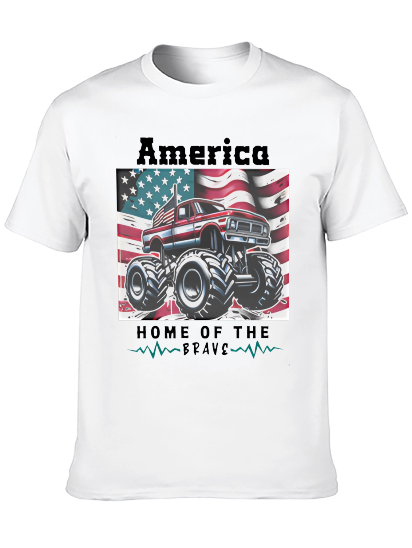 America Home of the Brave Monster Truck Tee
