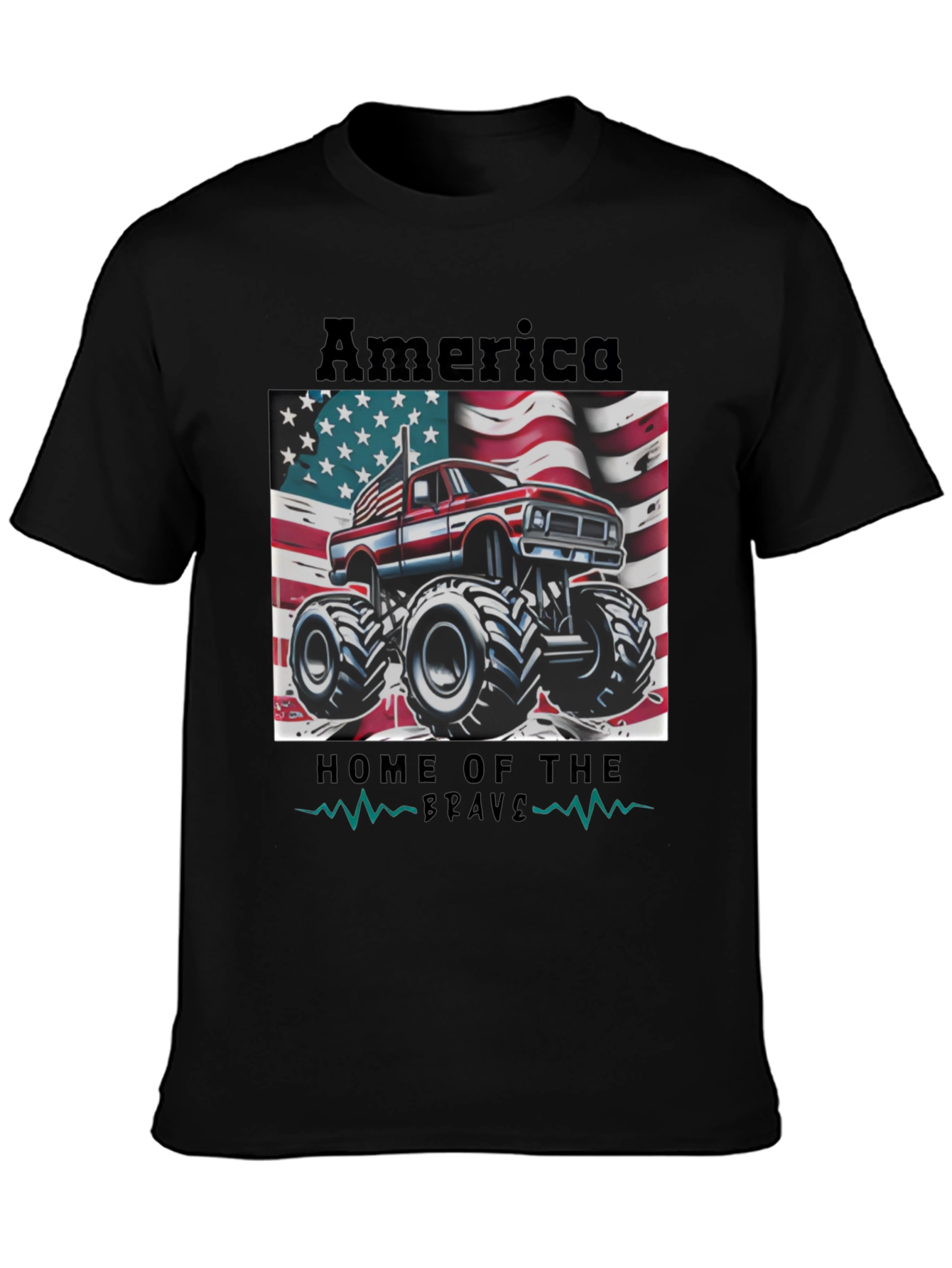 America Home of the Brave Monster Truck Tee