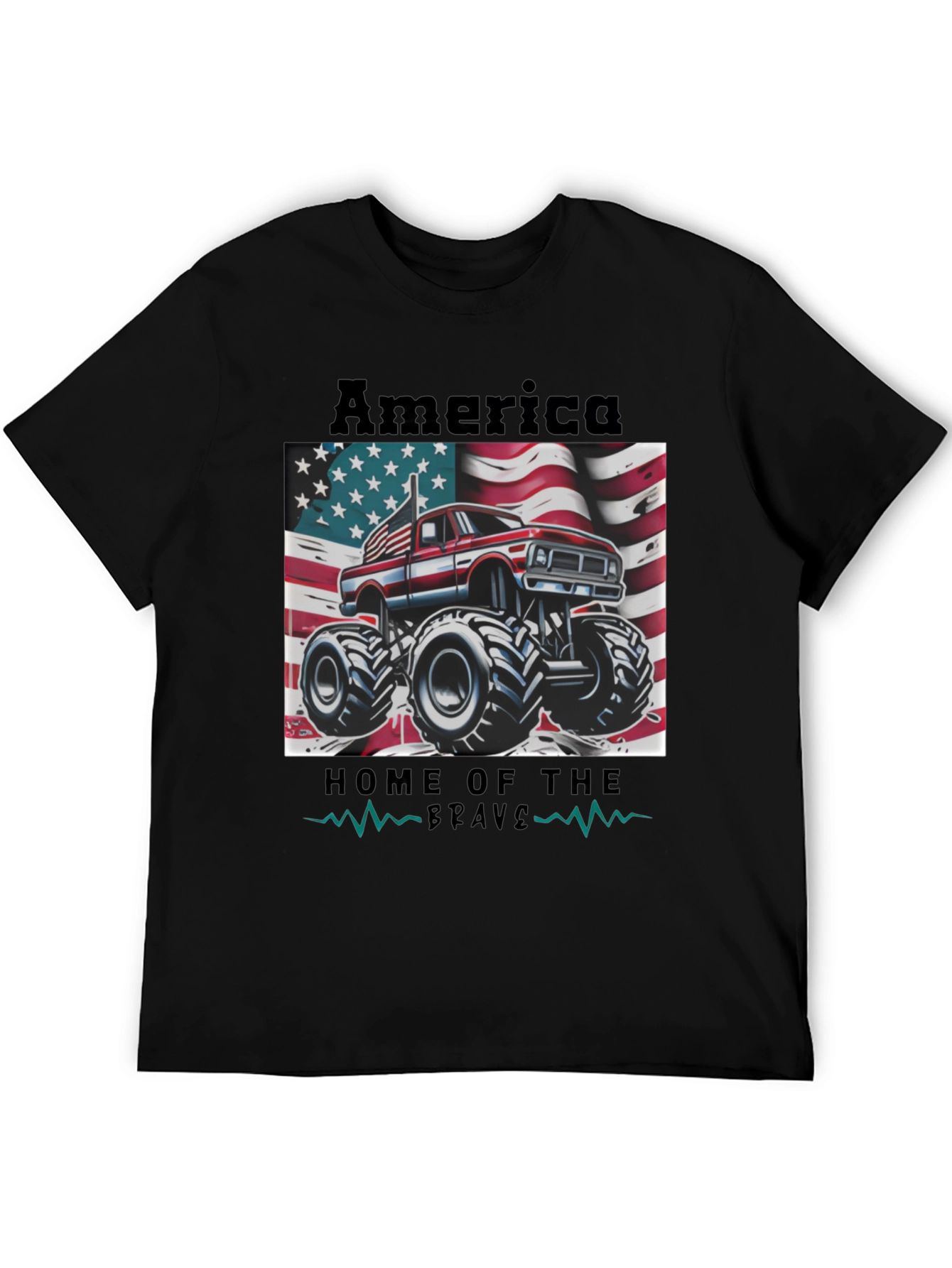 America Home of the Brave Monster Truck Tee