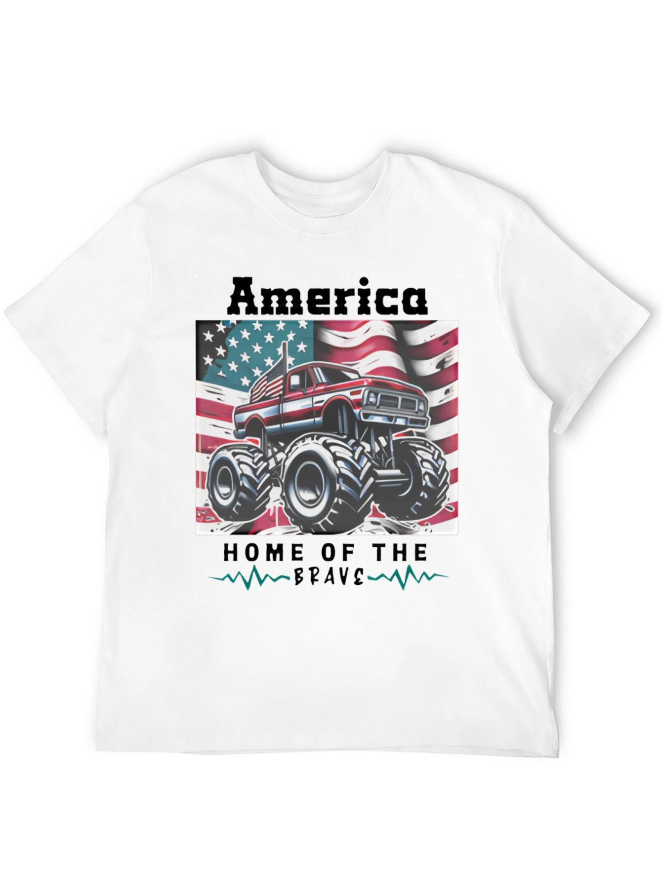 America Home of the Brave Monster Truck Tee