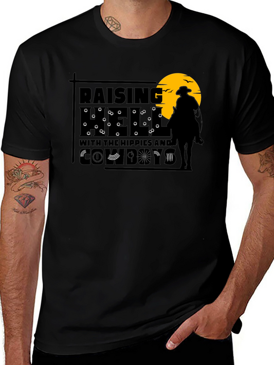 Raising Hell Hippies Cowboys Graphic Tee