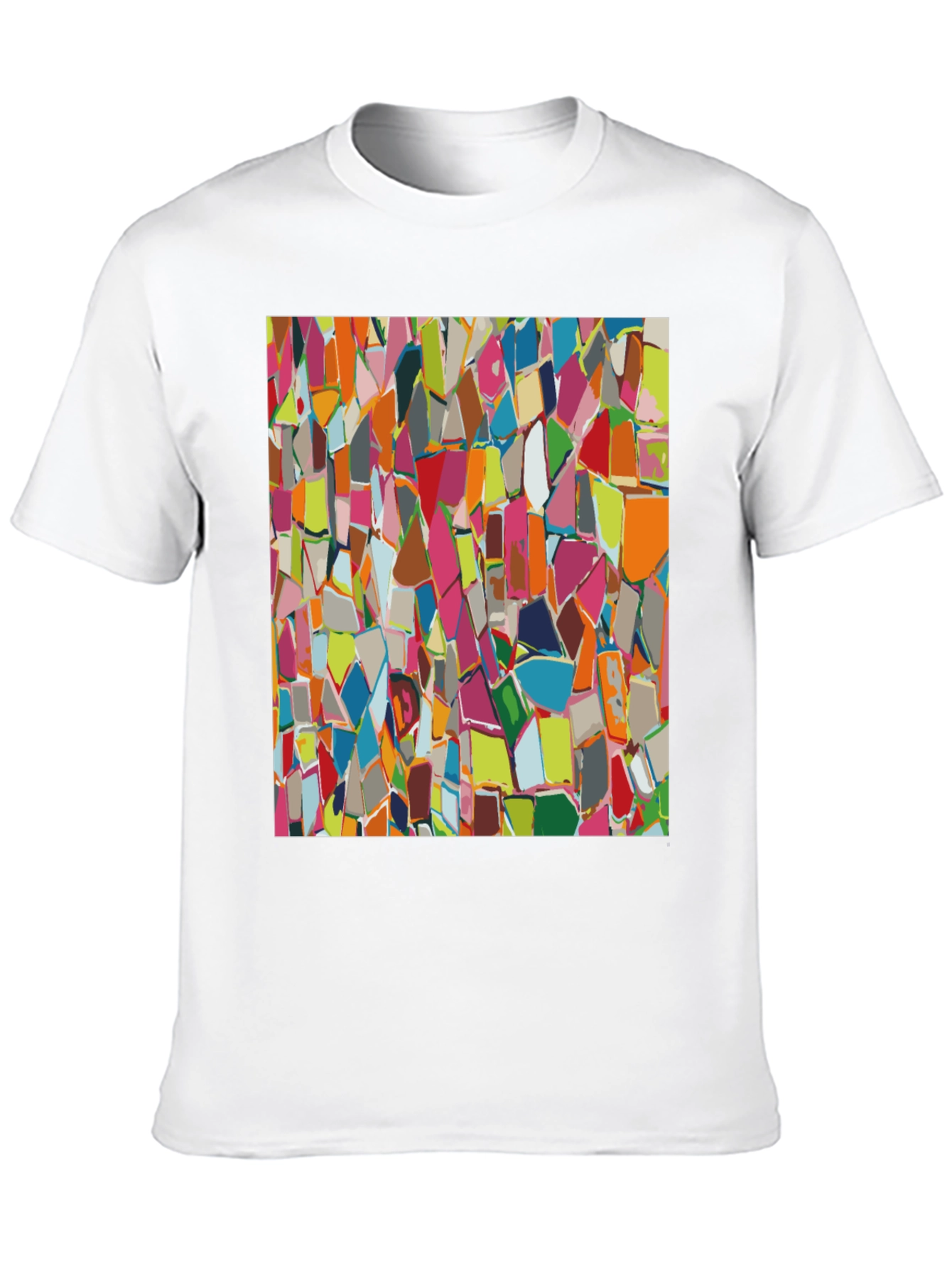 Abstract Mosaic Pattern Black T-Shirt