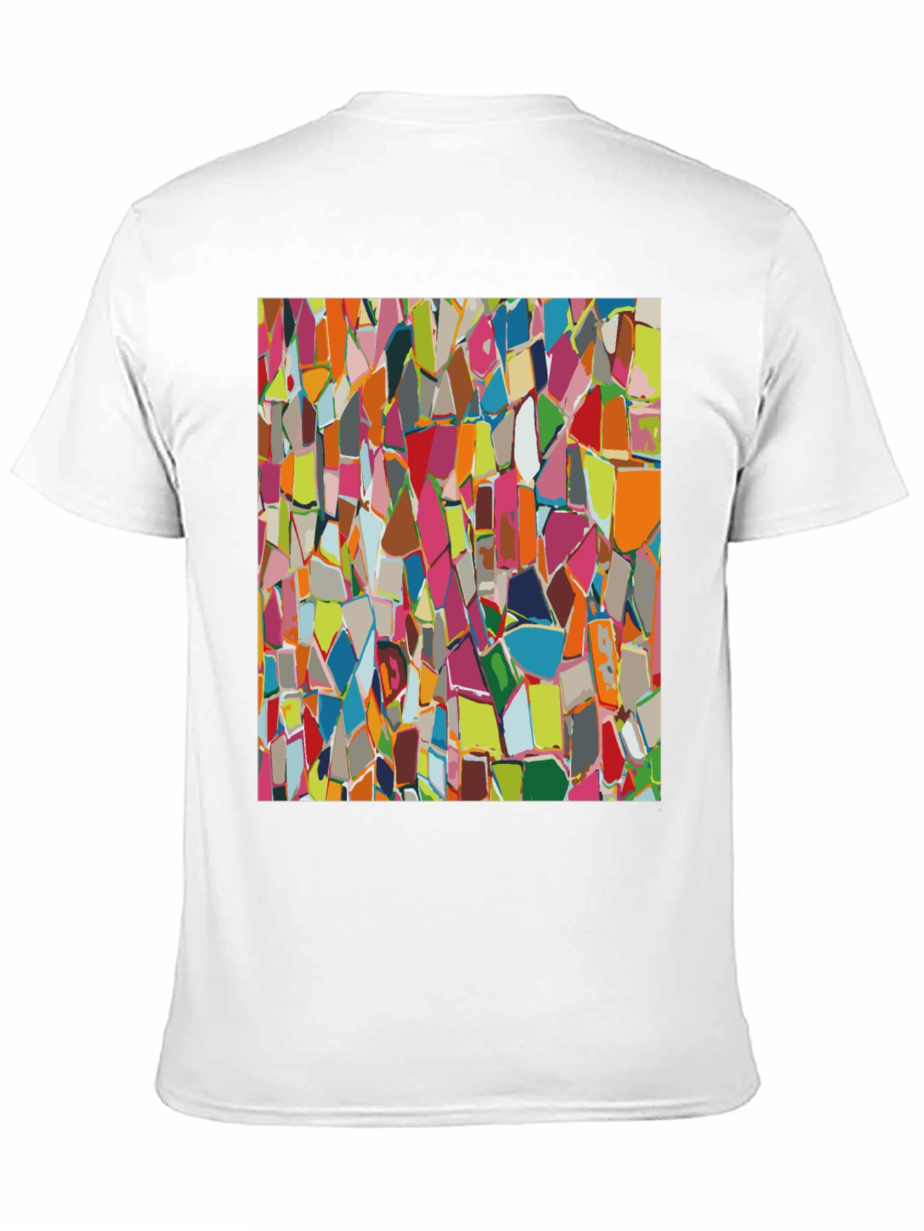 Abstract Mosaic Pattern Black T-Shirt