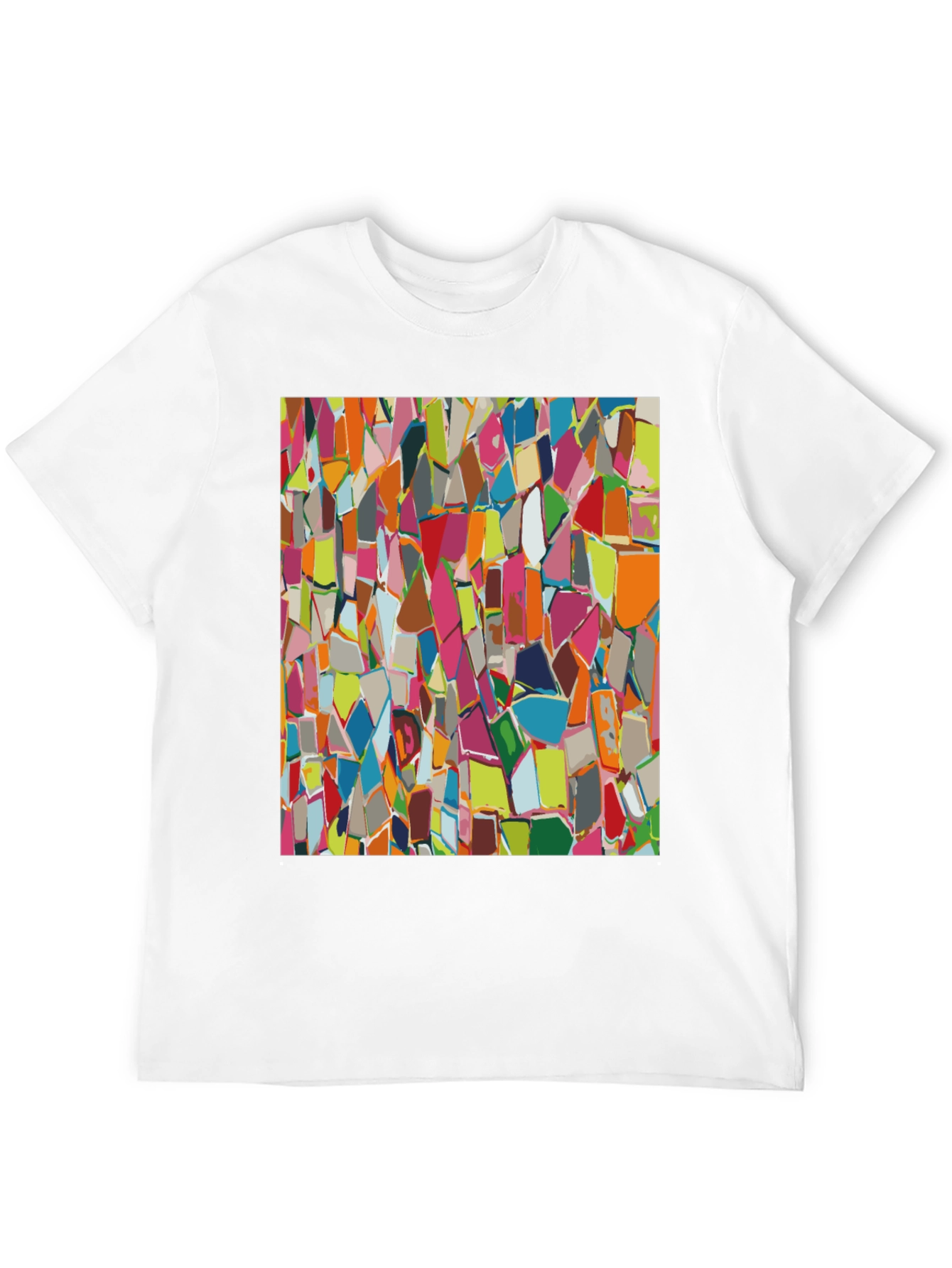 Abstract Mosaic Pattern Black T-Shirt