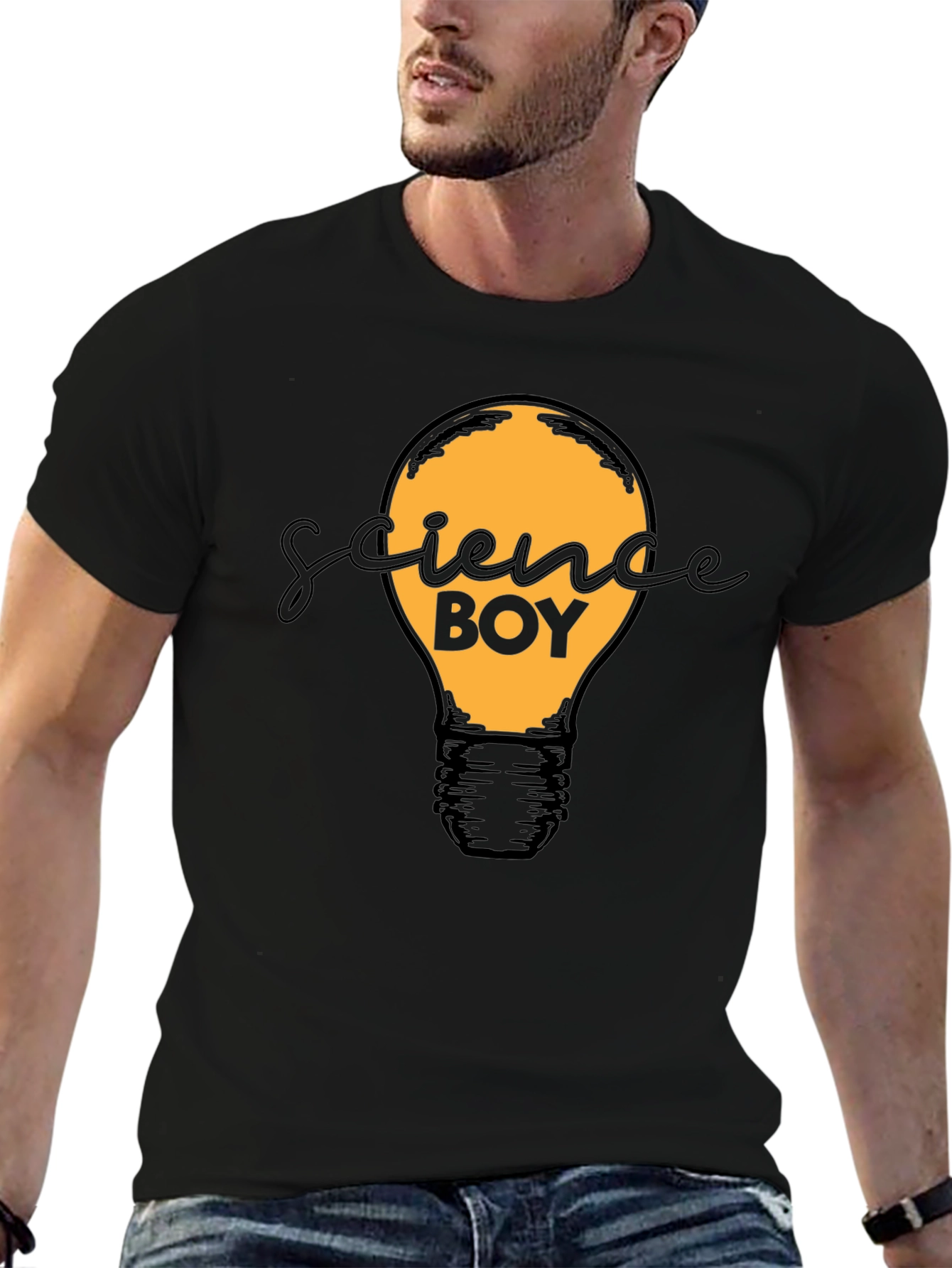 Science Boy Light Bulb Graphic T-Shirt