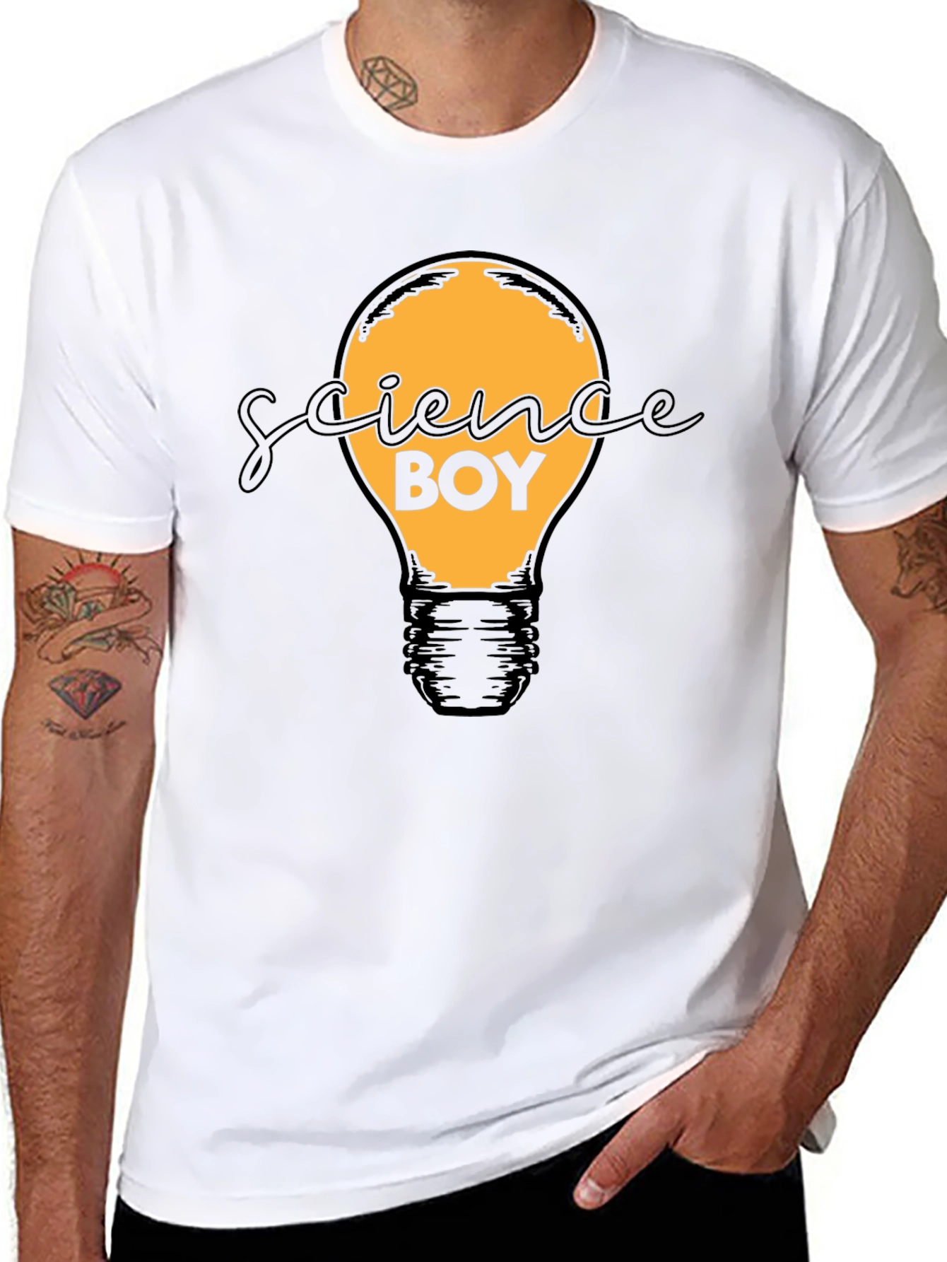 Science Boy Light Bulb Graphic T-Shirt