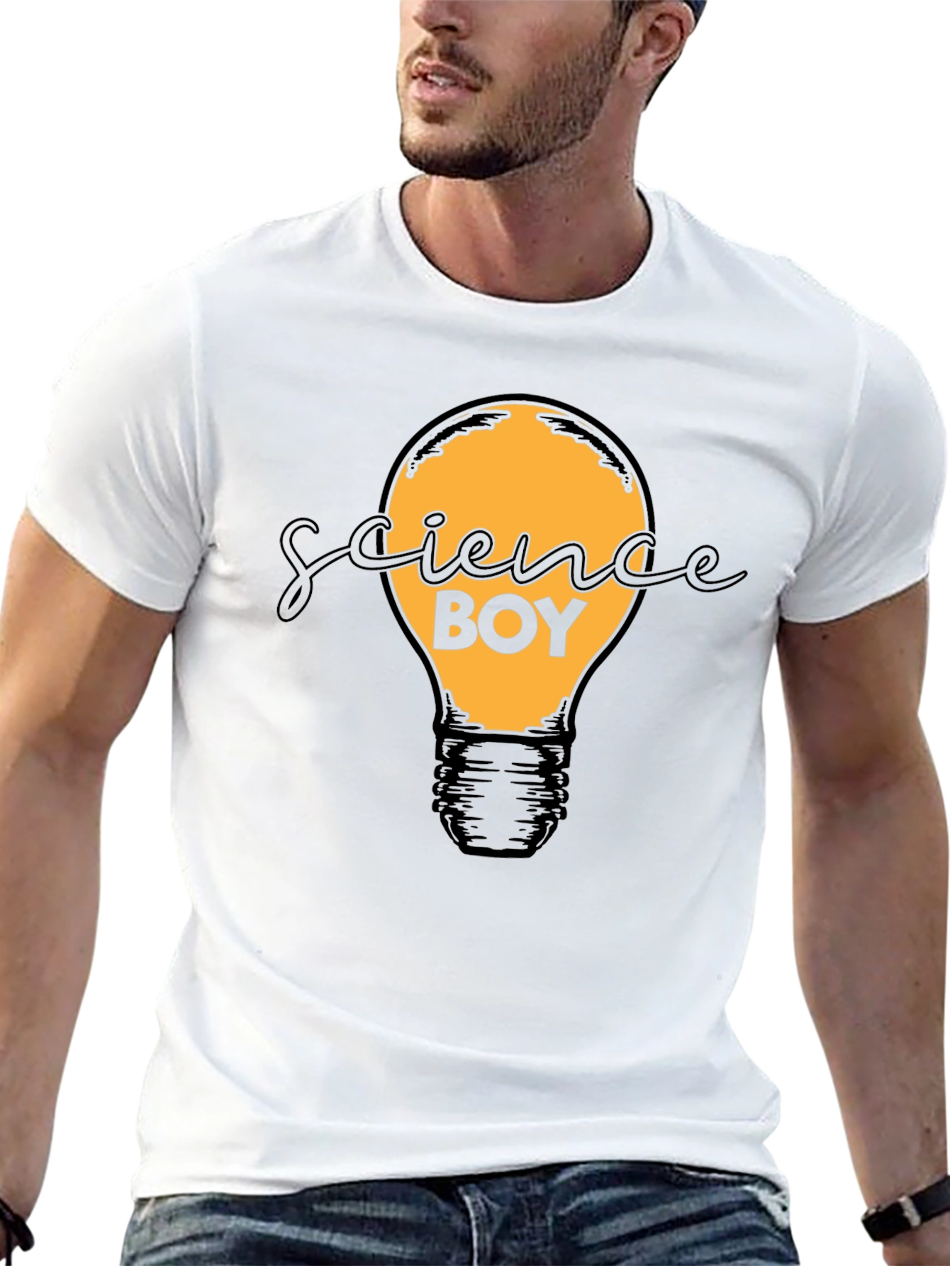 Science Boy Light Bulb Graphic T-Shirt