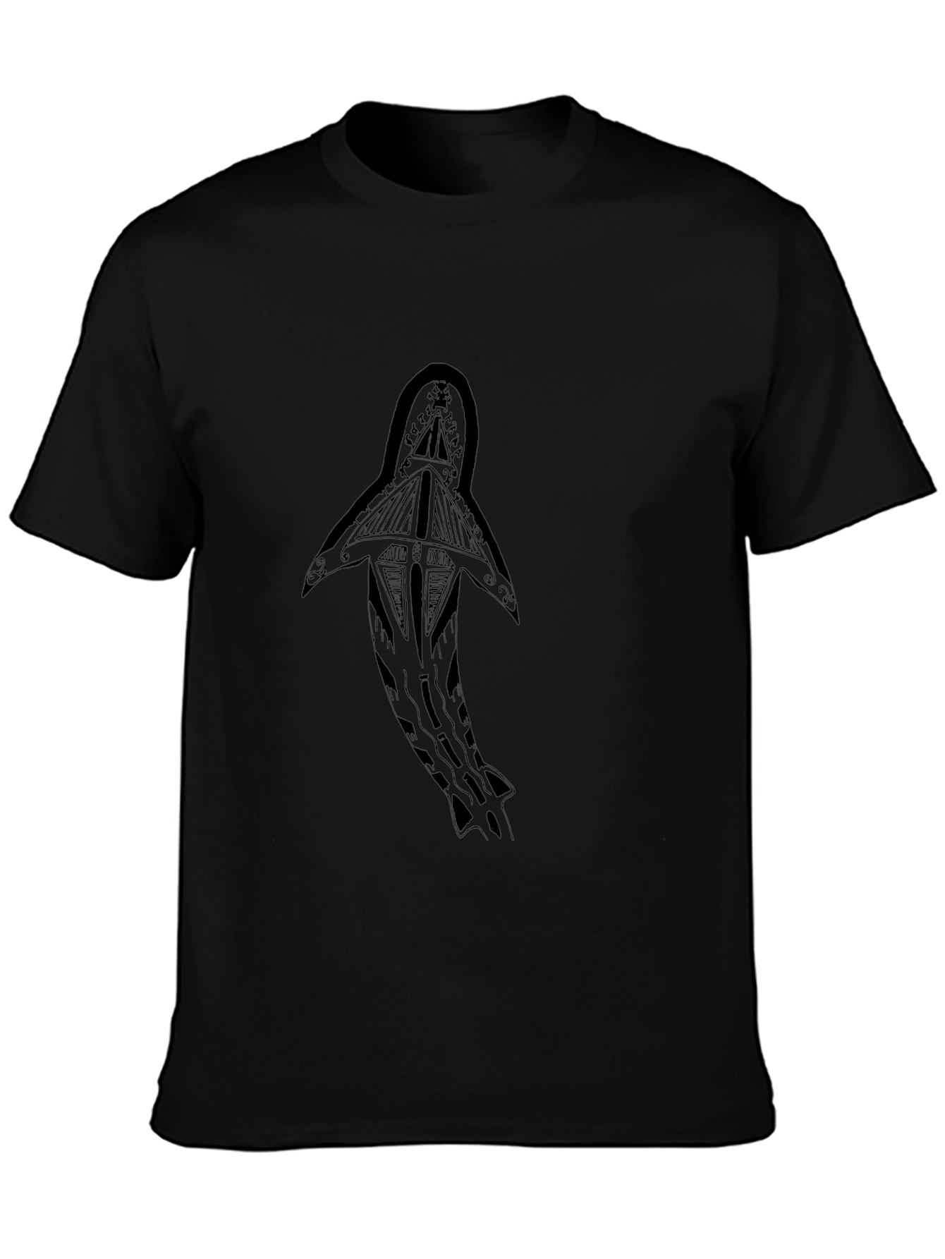 Shark Tribal Art Black T-Shirt
