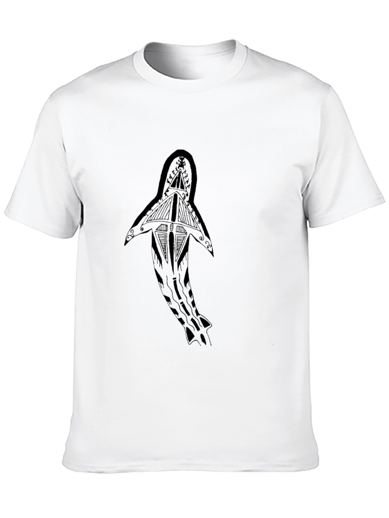 Shark Tribal Art Black T-Shirt