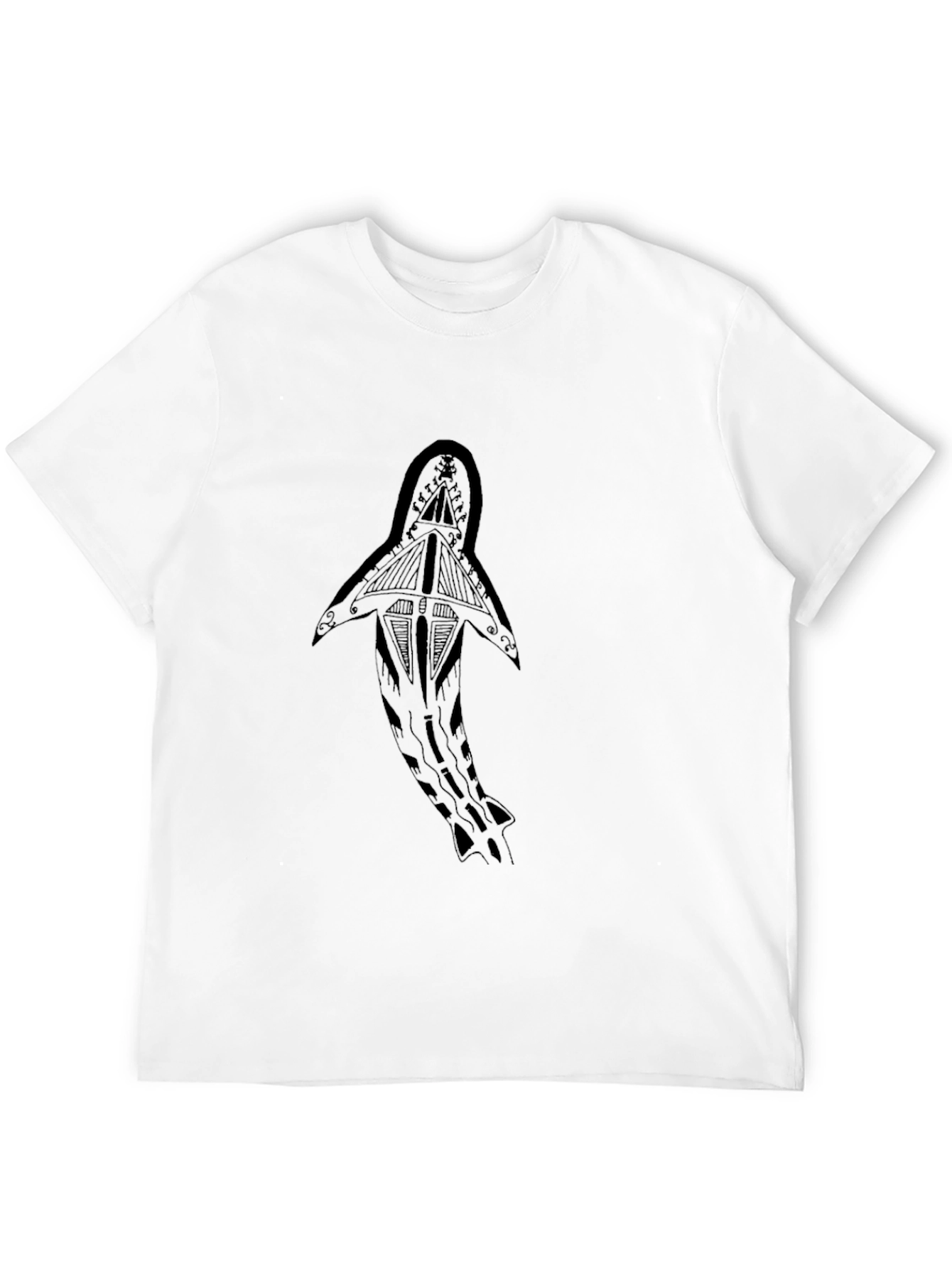 Shark Tribal Art Black T-Shirt