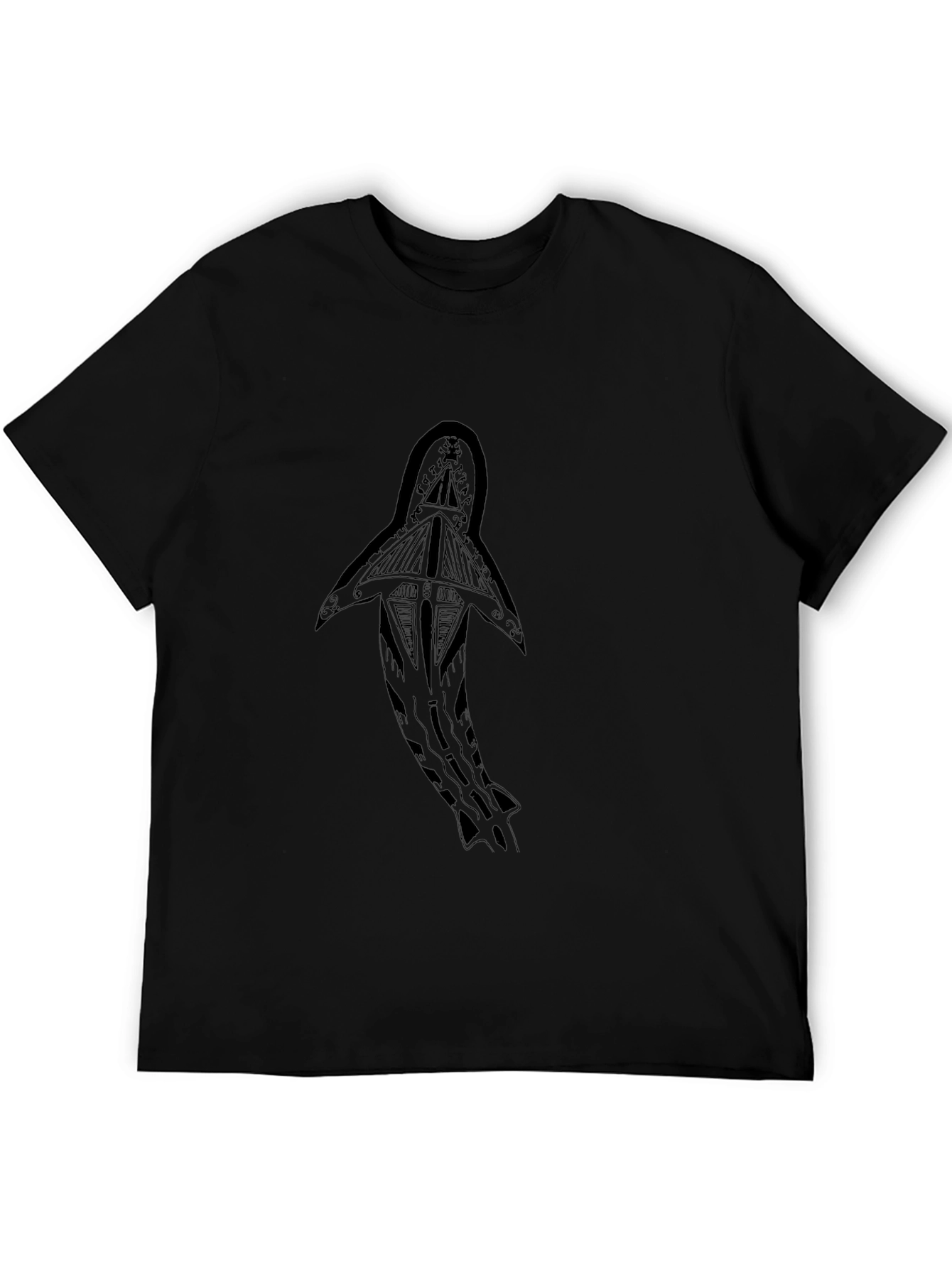 Shark Tribal Art Black T-Shirt