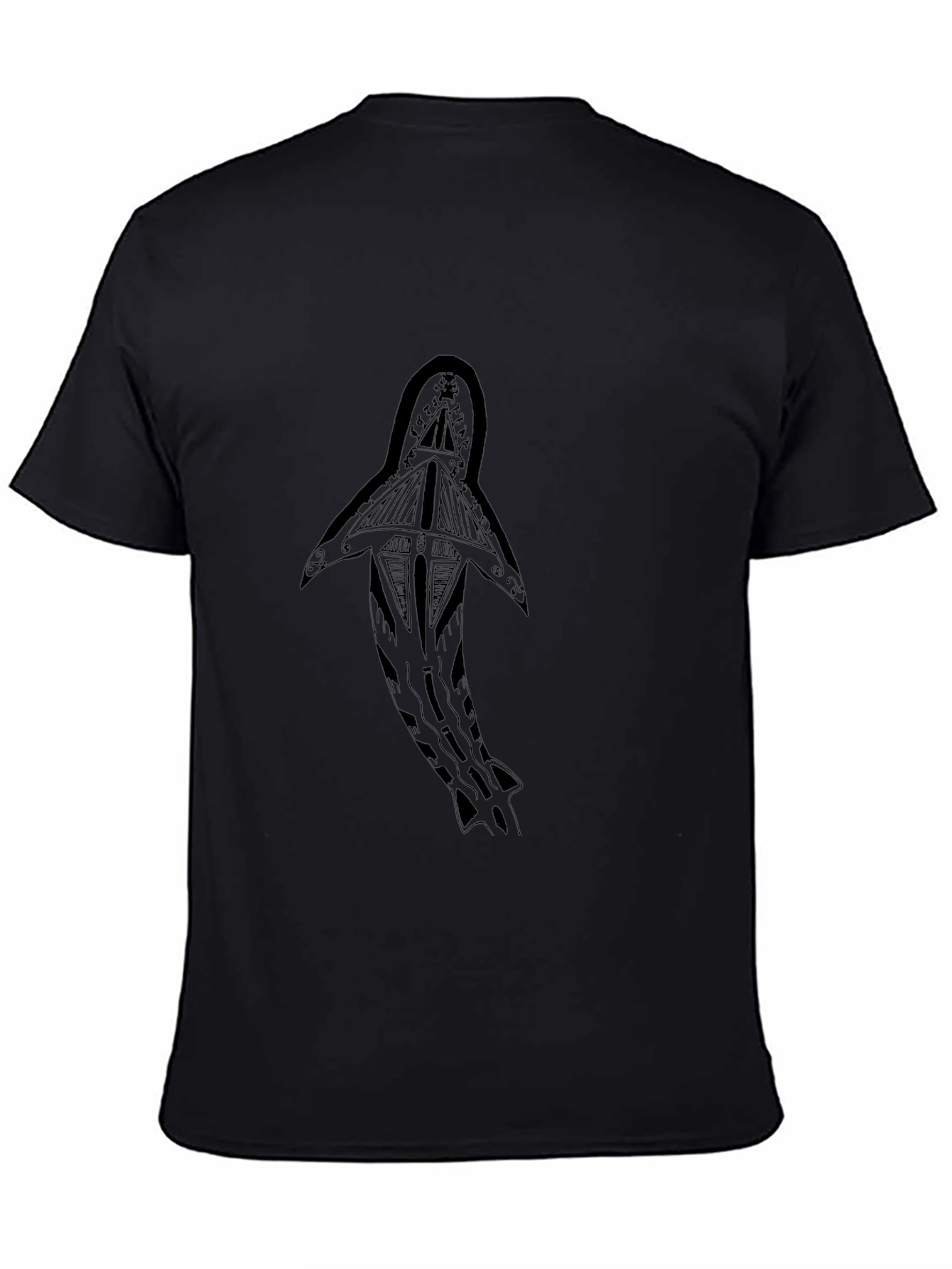 Shark Tribal Art Black T-Shirt