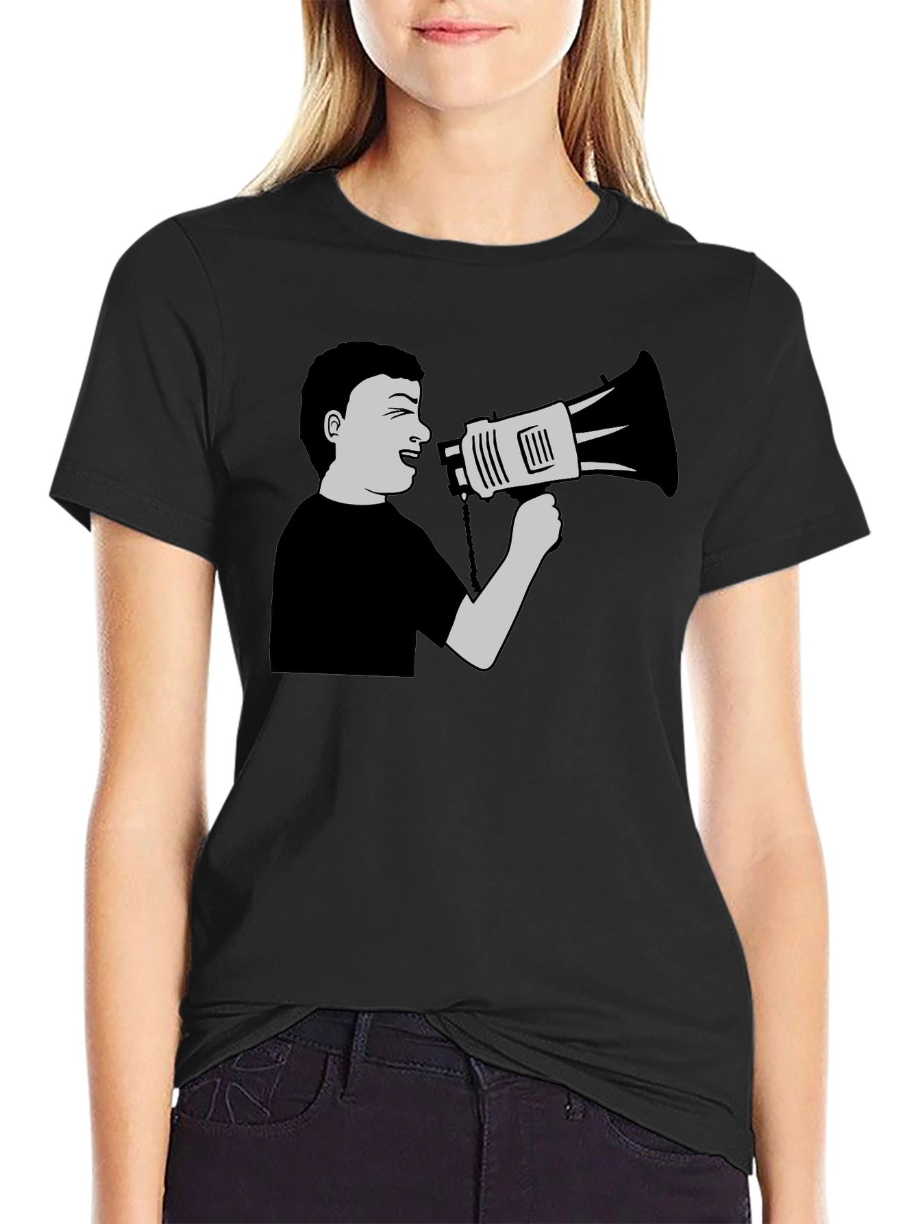 Shout Out Loud Graphic Tee - Black Cotton