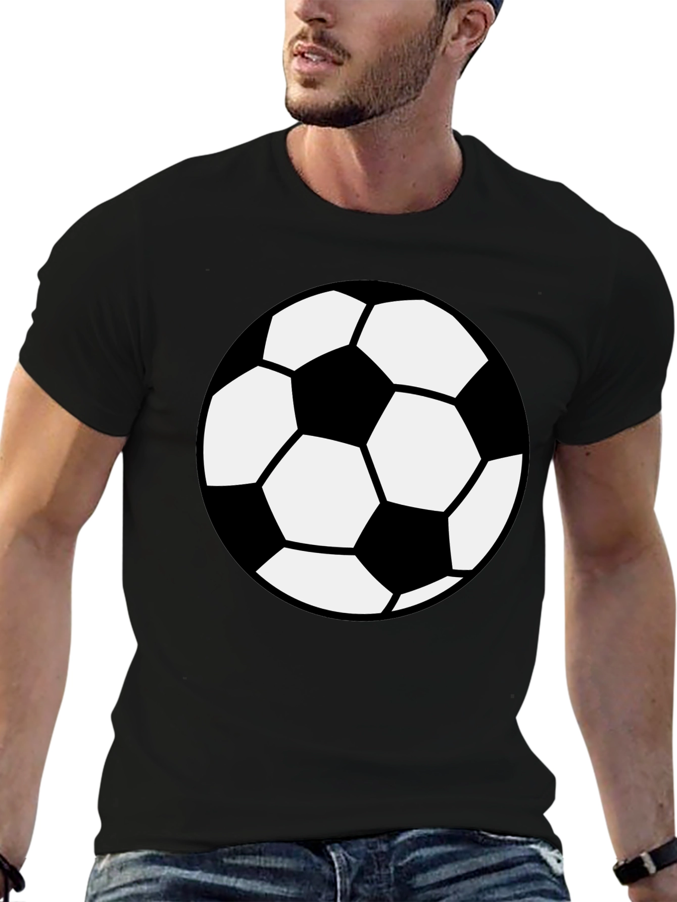 Soccer Ball Graphic T-Shirt - Black