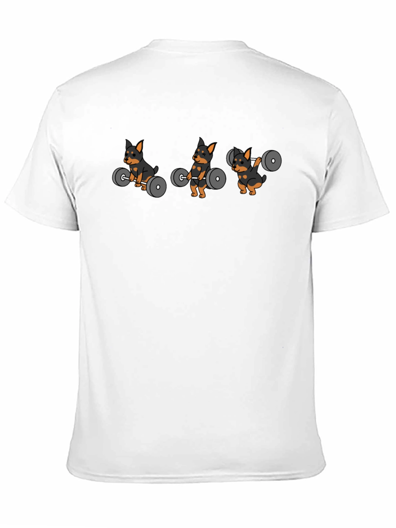 Weightlifting Dog Cartoon Black T-Shirt
