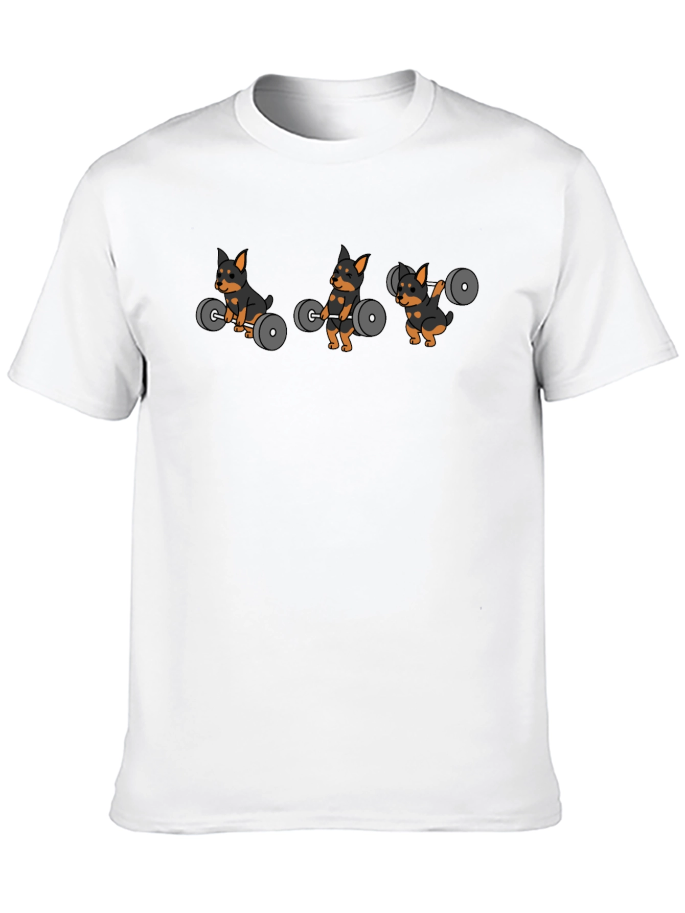 Weightlifting Dog Cartoon Black T-Shirt