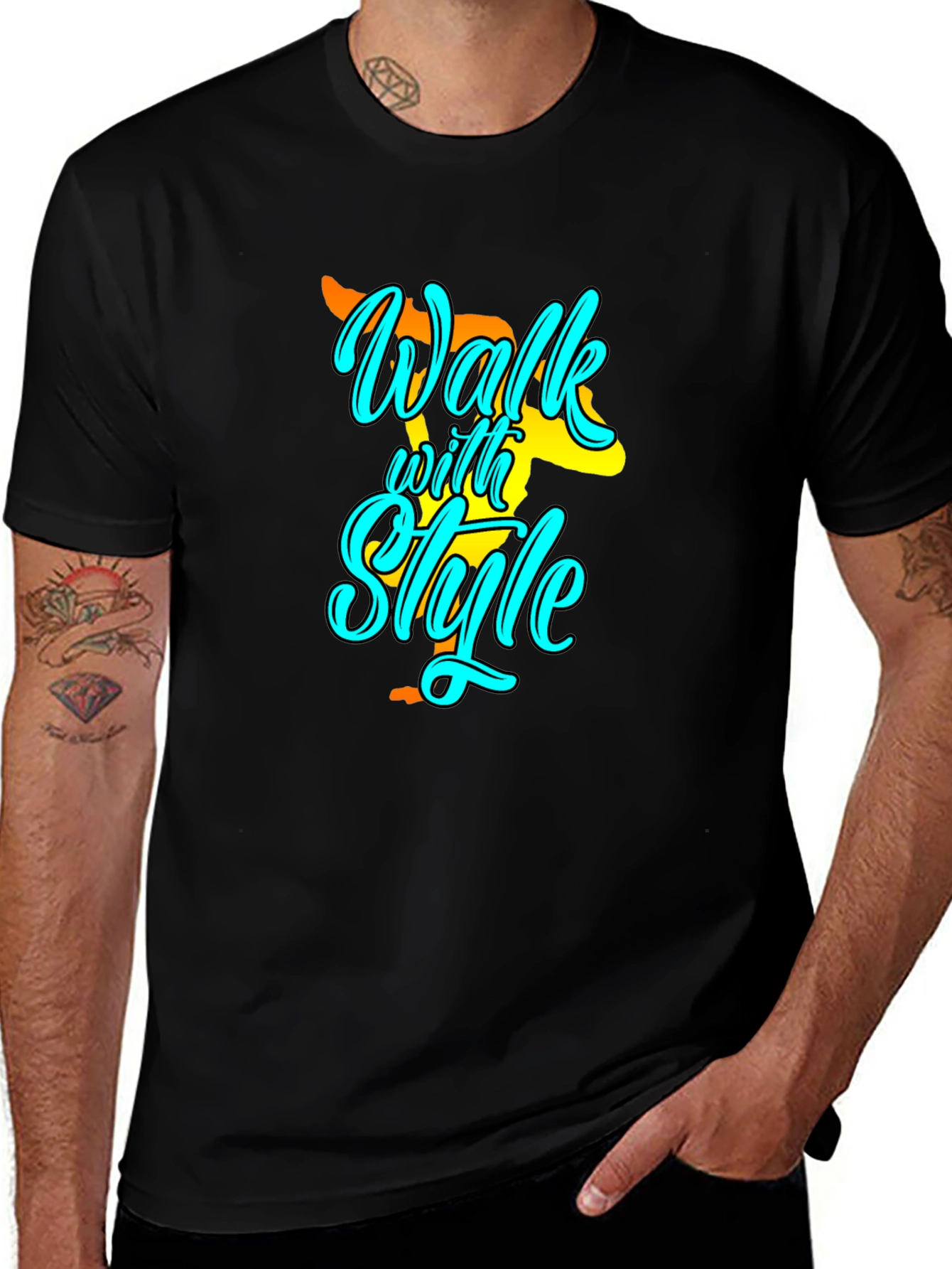 Walk with Style Black T-Shirt