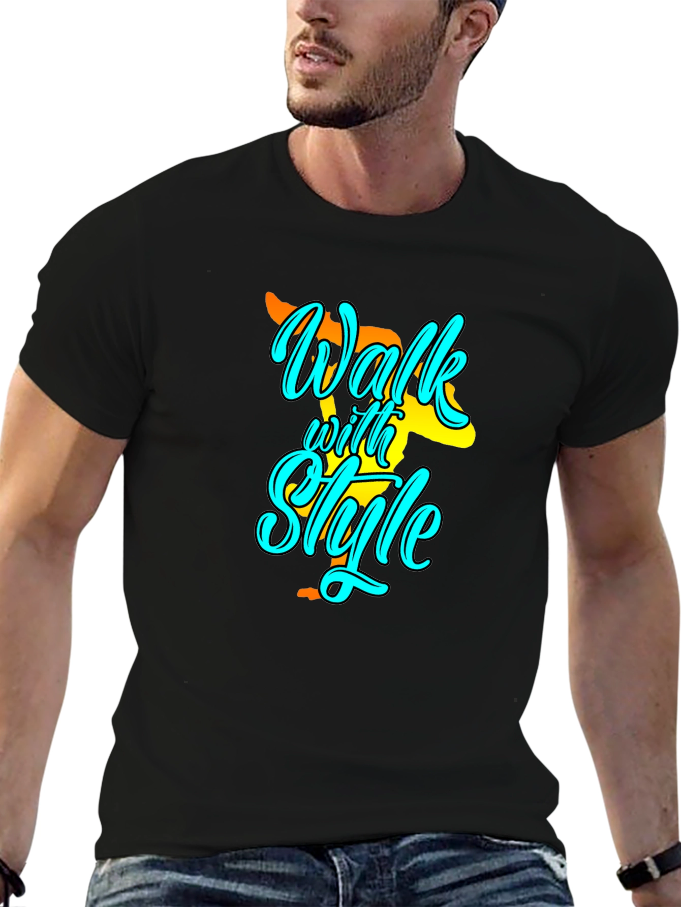 Walk with Style Black T-Shirt