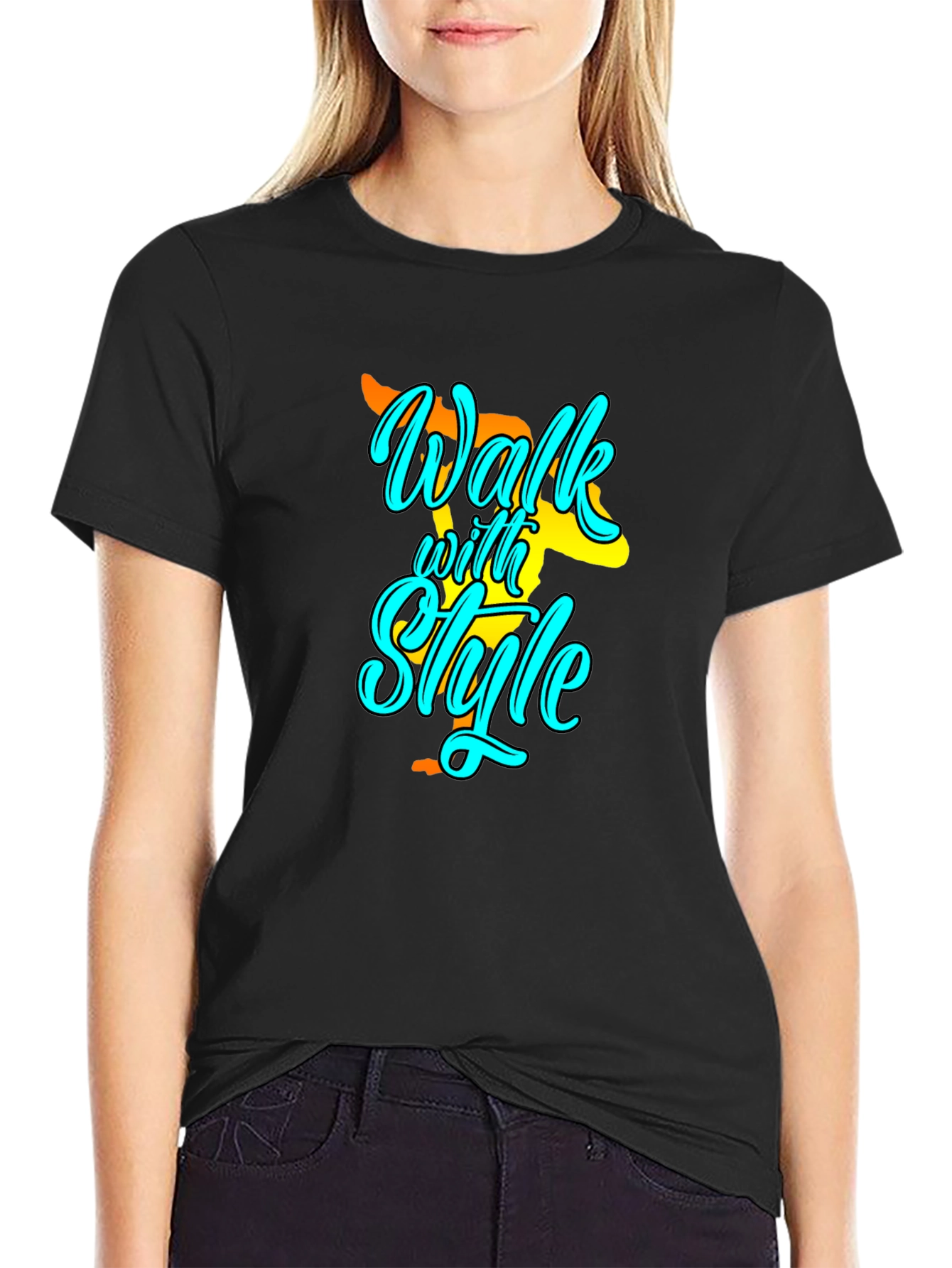 Walk with Style Black T-Shirt